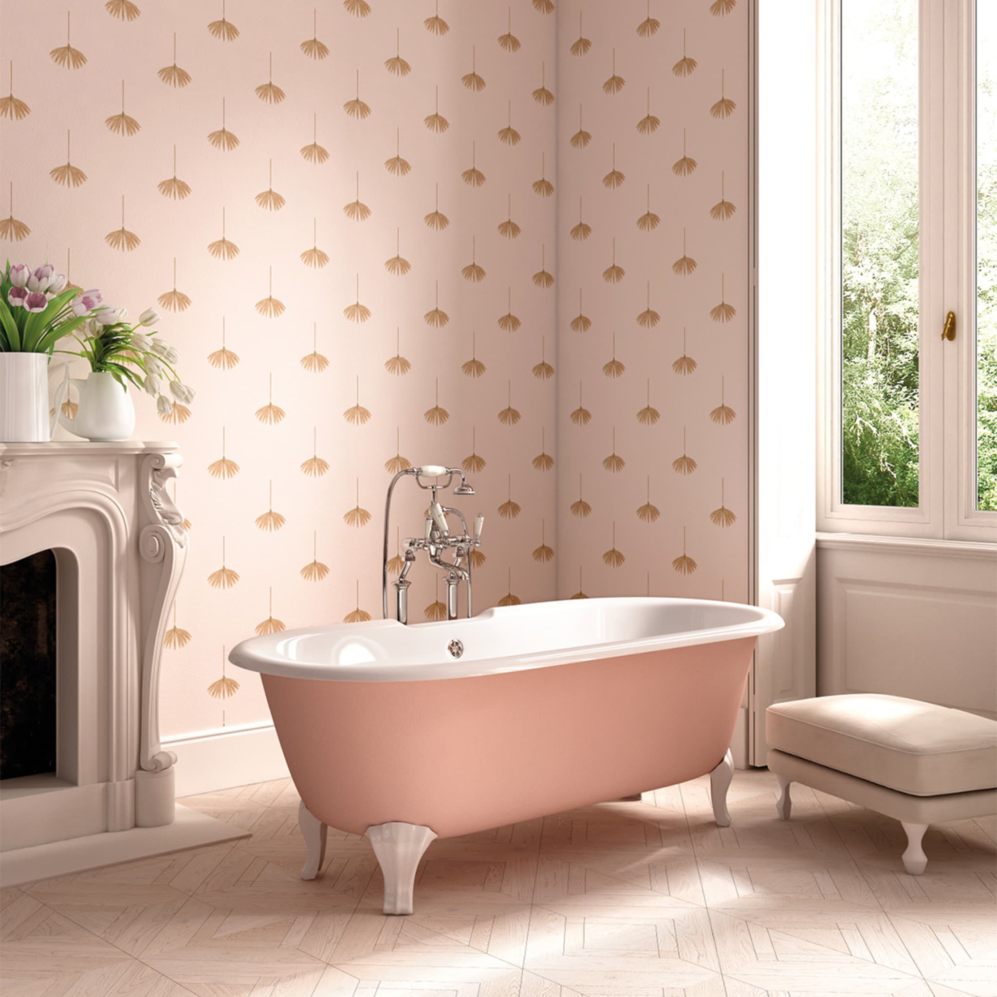 Draycott Painted Pink Bathtub - Alternative view 1