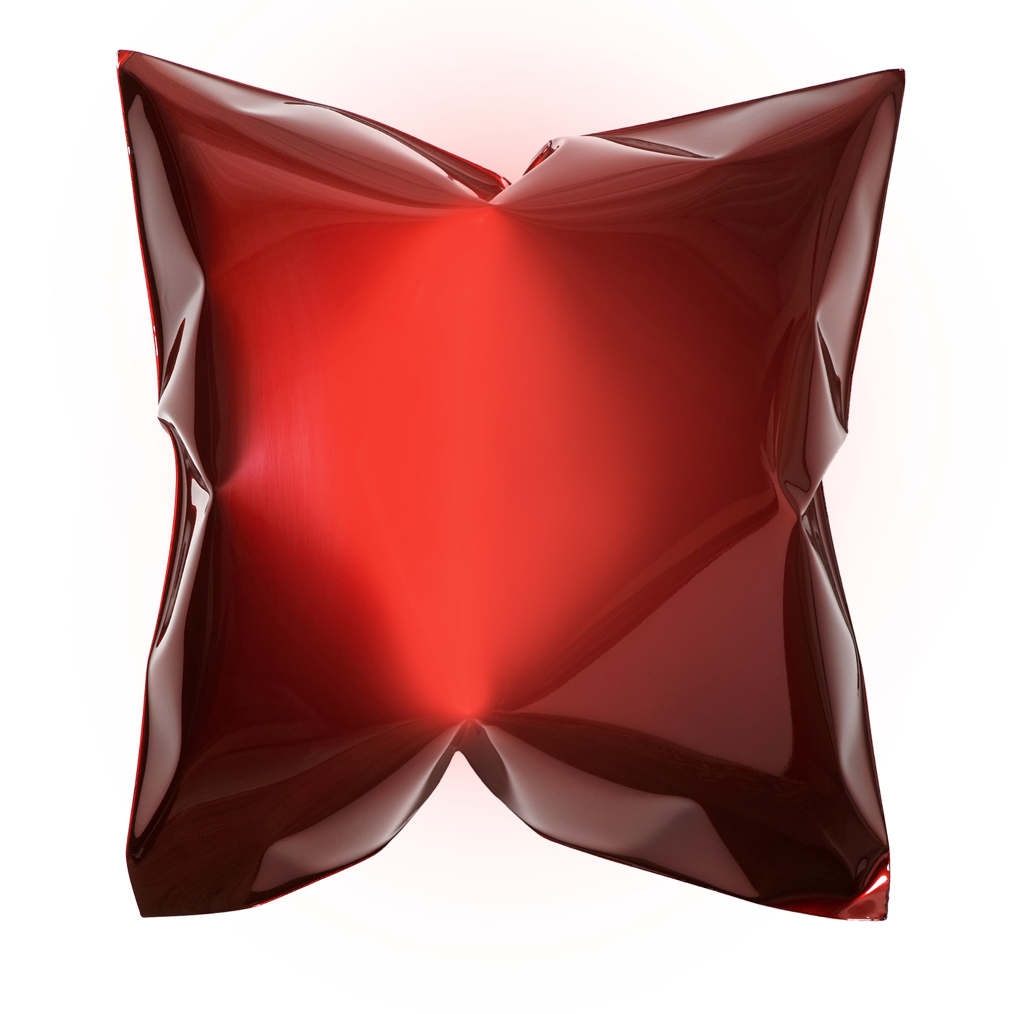 Quadratische rote kissenförmige Wandskulptur #2 - Hauptansicht