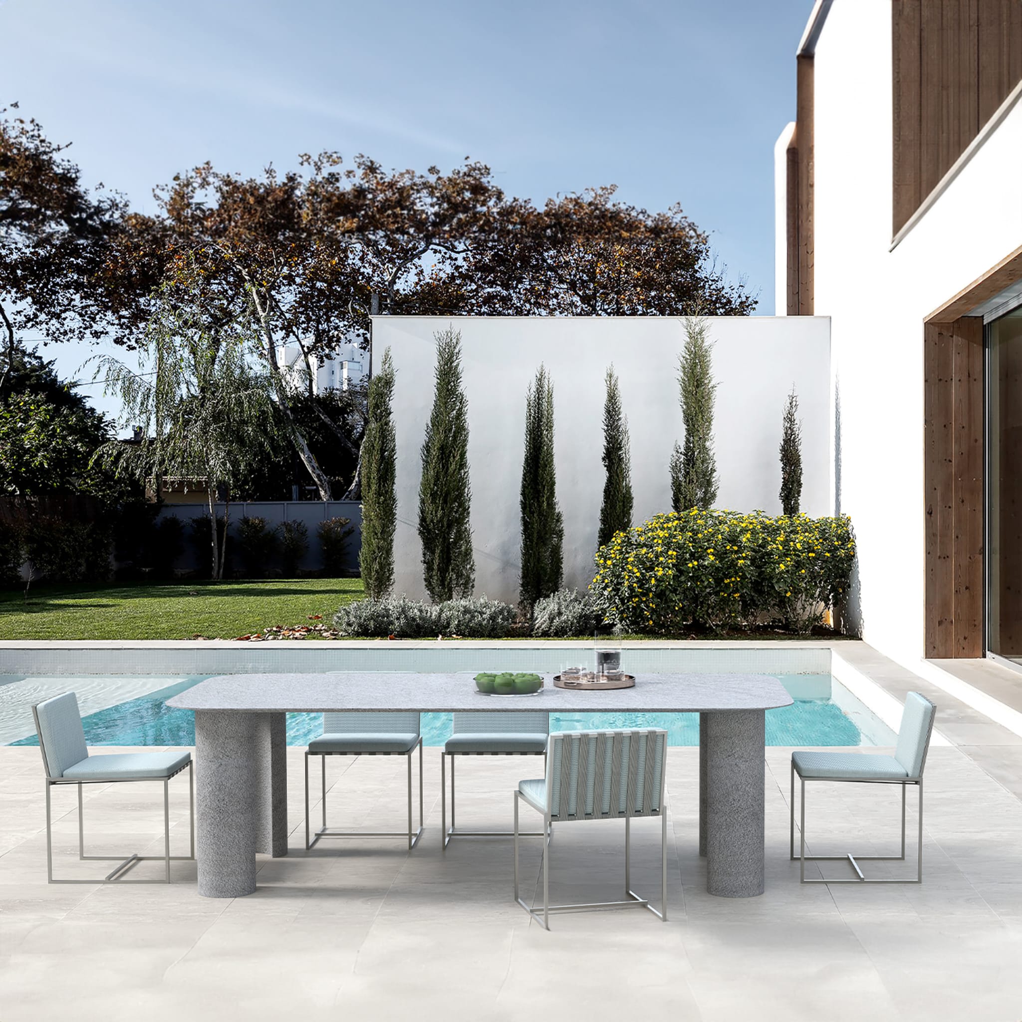 Moon Phase Gray Rectangular Outdoor Table - Alternative view 1