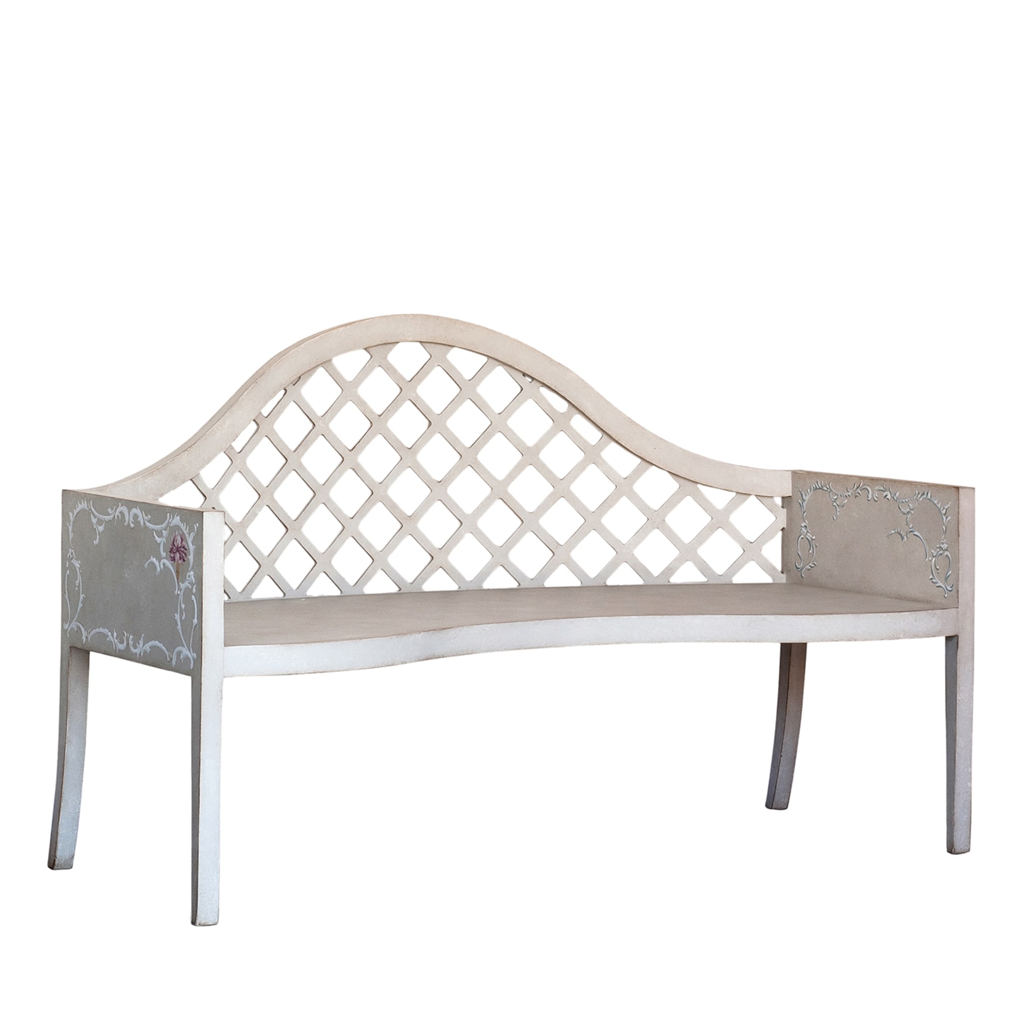 Lavaredo Settee Textural White and Tulips Decors Bench - Main view