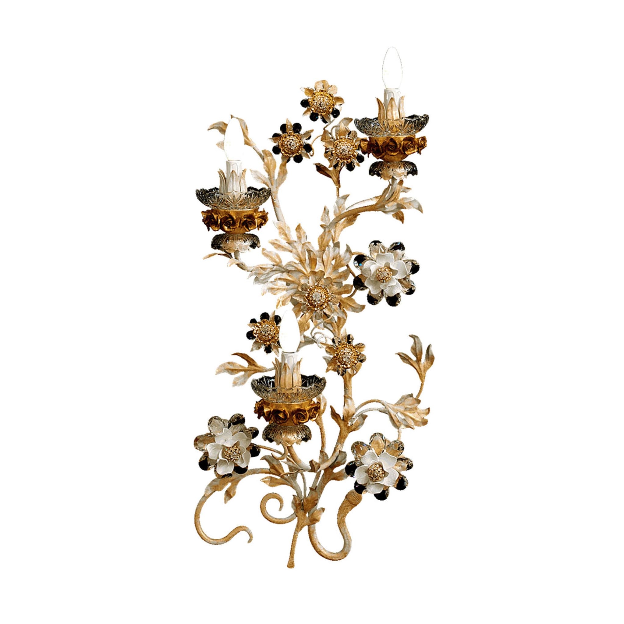 299 3-Light Florentine-Stil Floral Beige &amp; Golden Wandleuchte - Hauptansicht