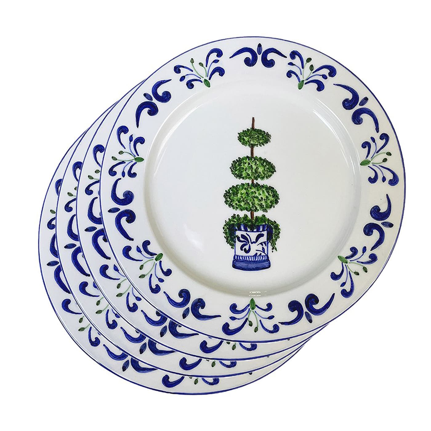 SET OF 4 TOPIARY BLUE DESSERT PLATES - Vio's Cooking