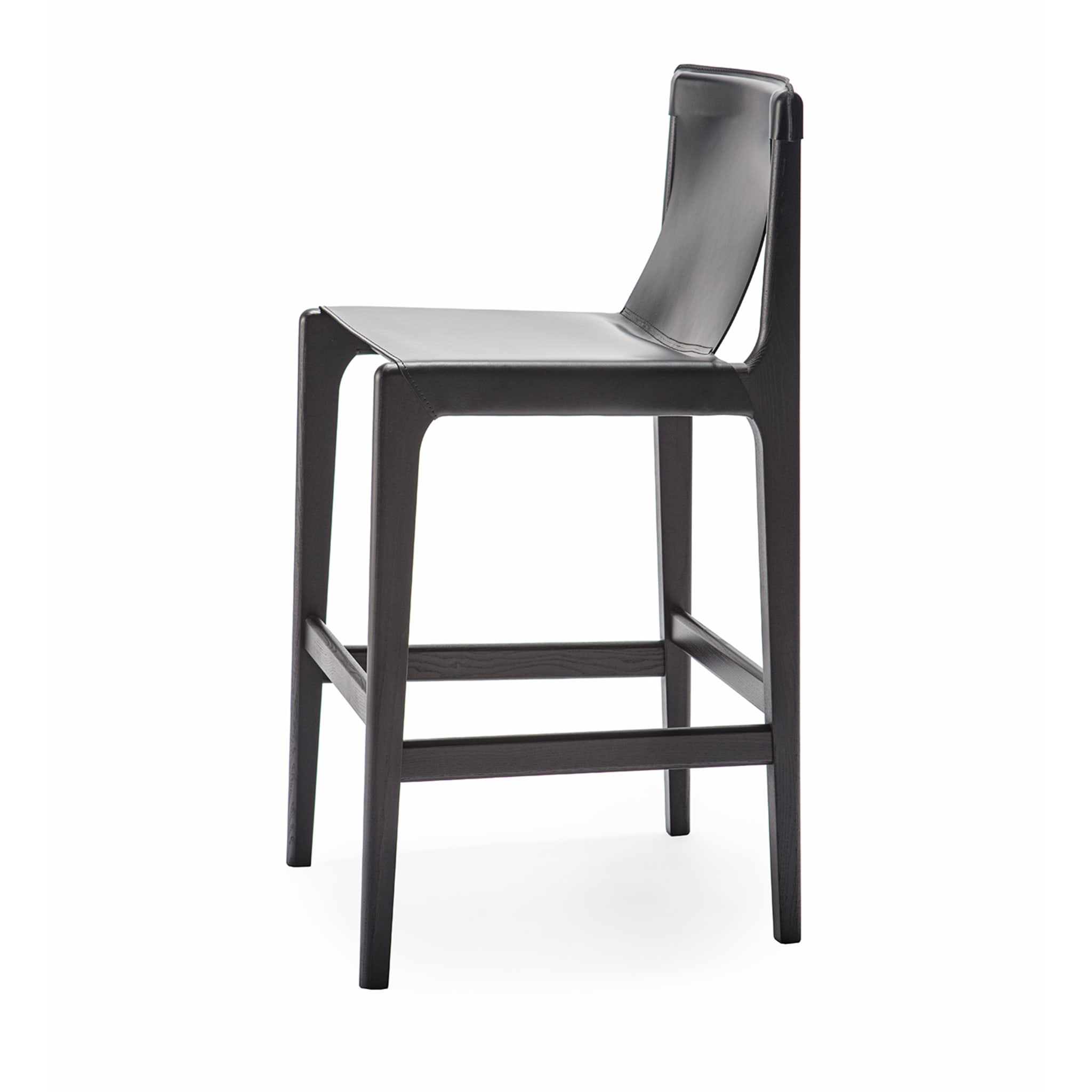 Burano/sg 30 Black Leather Counter Stool by Balutto Associati - Alternative view 2