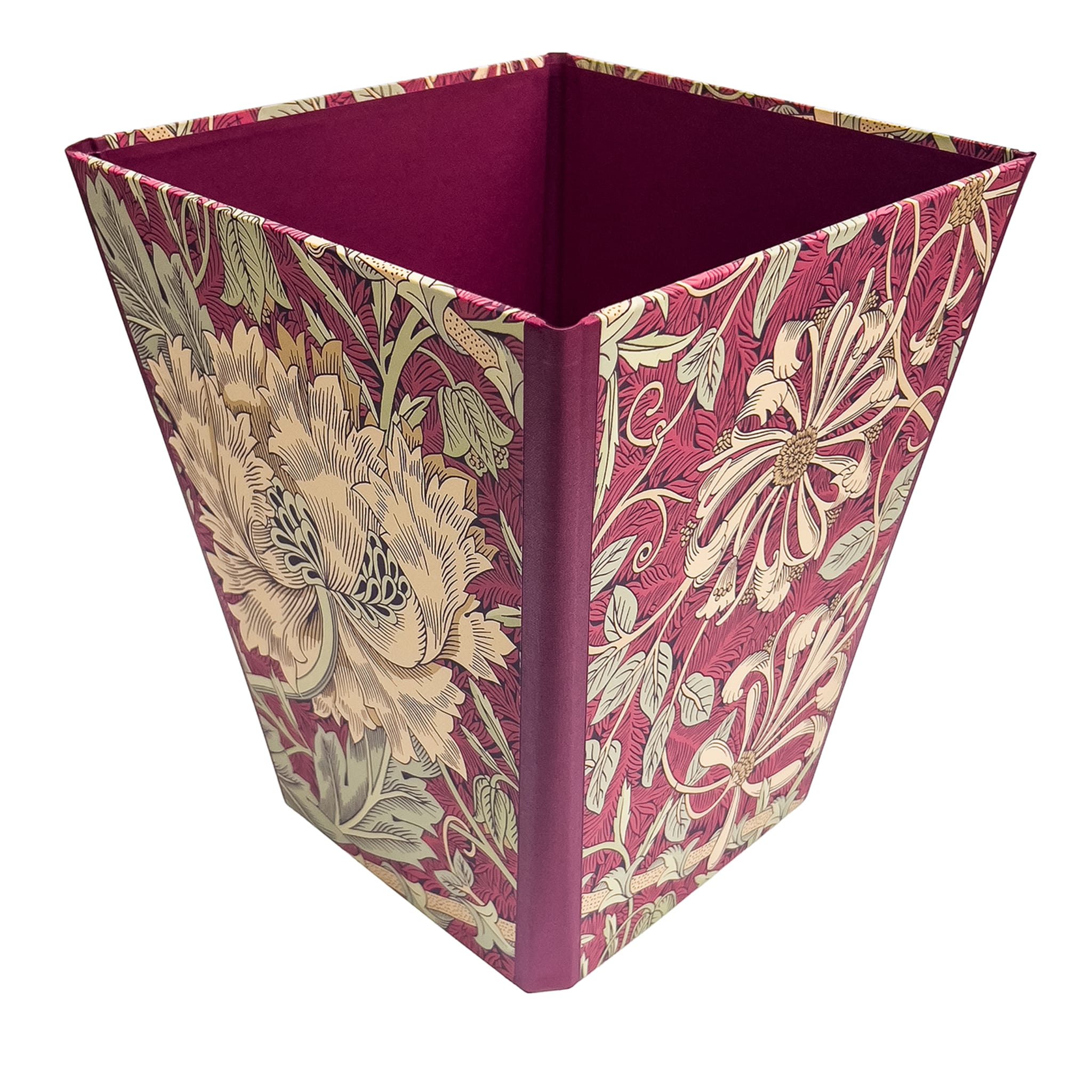 Floral Burgundy & Beige Foldable Paper Bin - Main view