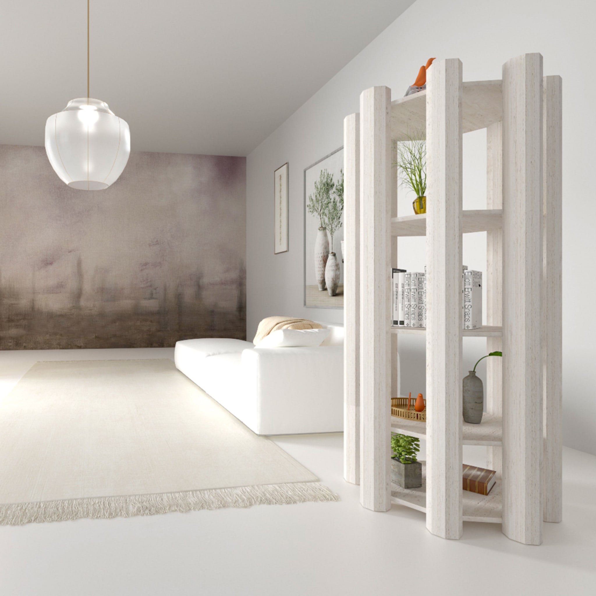 Federico Bookcase in White Marble By Sissy Daniele - Alternative view 3