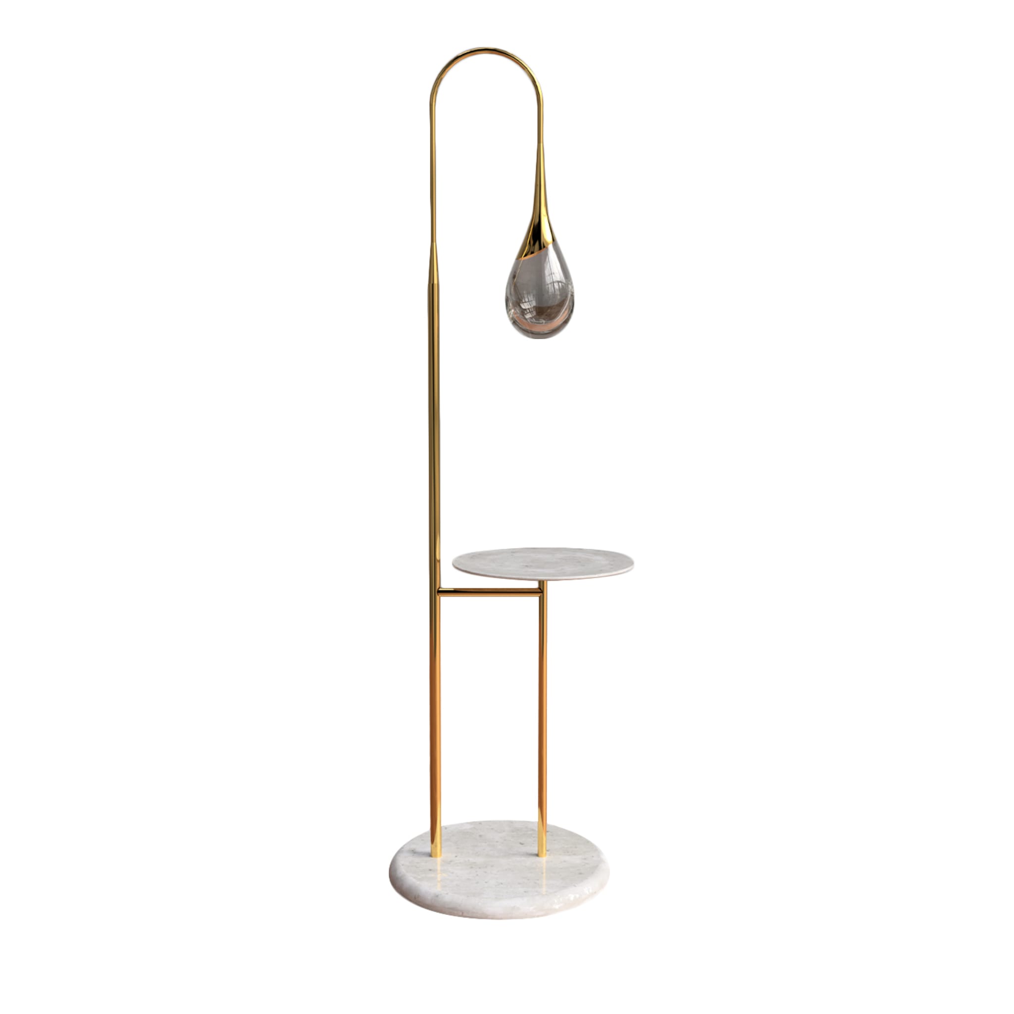 Perpetua Brass Floor Lamp with Table - Main view