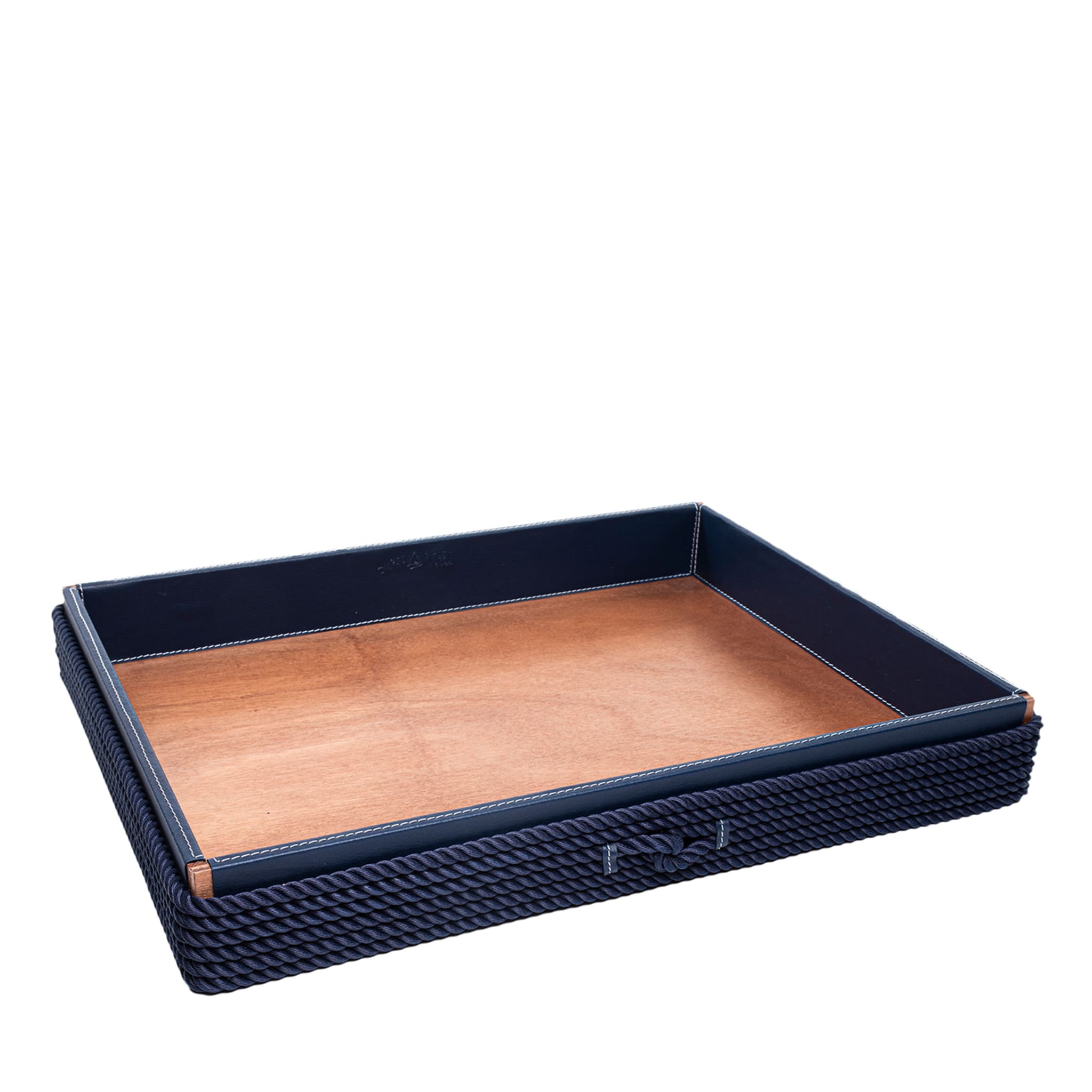 Extra-Large Rectangular Blue Tray with Rope Inserts - Main view