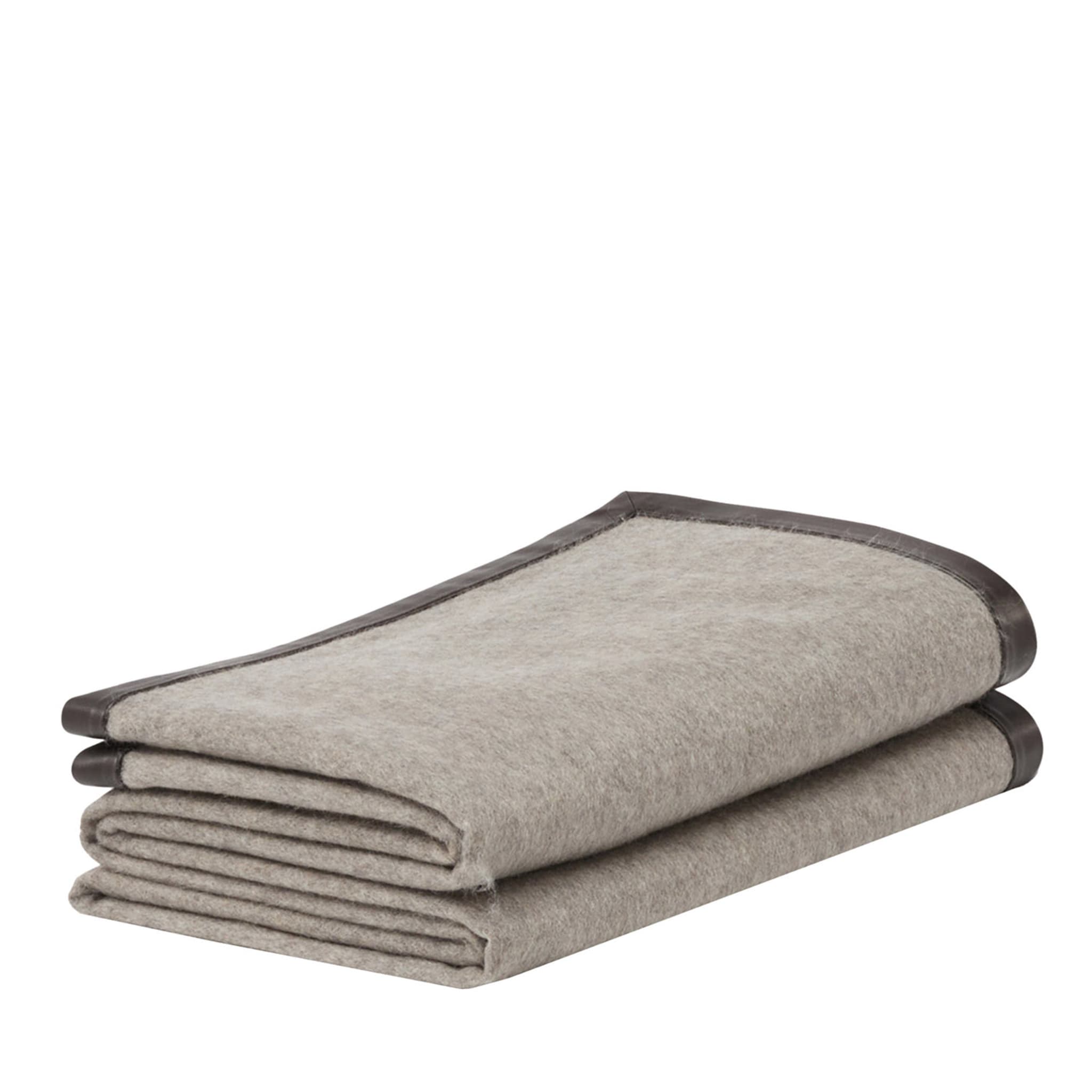 Salon Leather-Hemmed Light-Gray Small Blanket - Main view