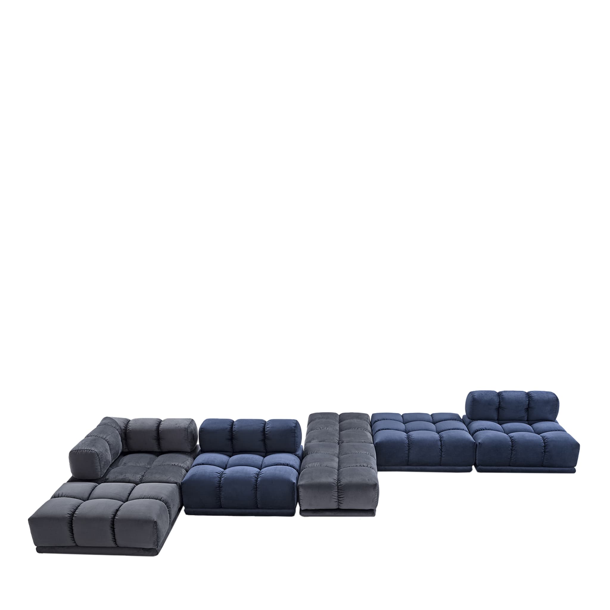 Sacai Modulares Sofa in Grau und Blau - Hauptansicht