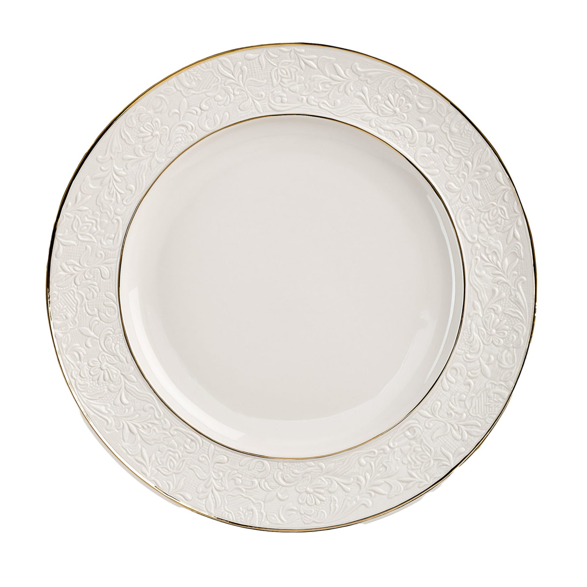 Damasco Set of 2 Large White & Gold Dinner Plates - Main view