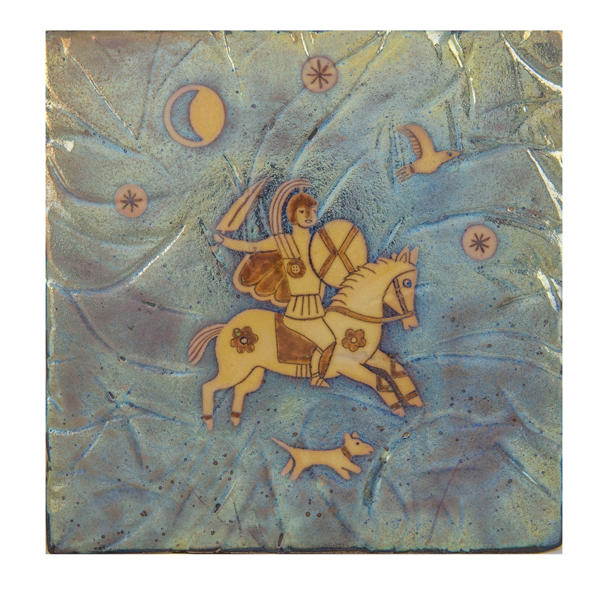 Knight Copper and Ivory Lustre Tile (tuile lustrée cuivre et ivoire)  - Vue principale
