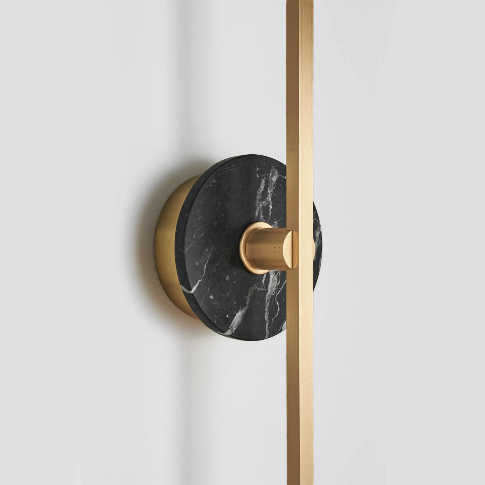 "Essential Stick" Wall Sconce in Satin Brass and Black Marquinha Marble - Alternative view 1