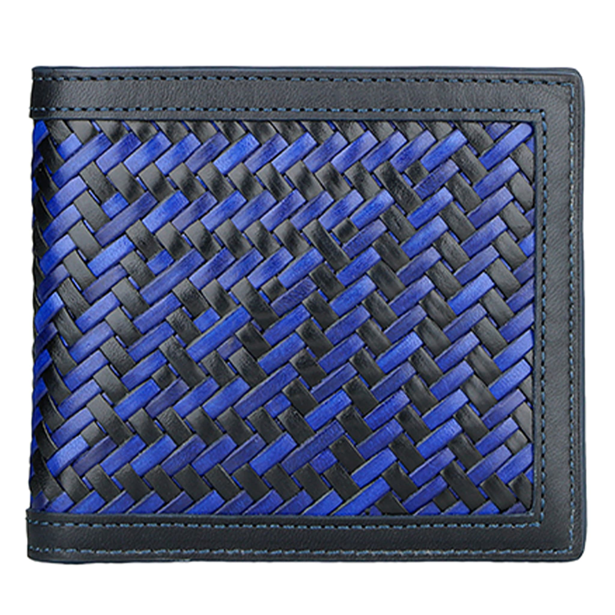 Braided Leather Blue Wallet - Main view