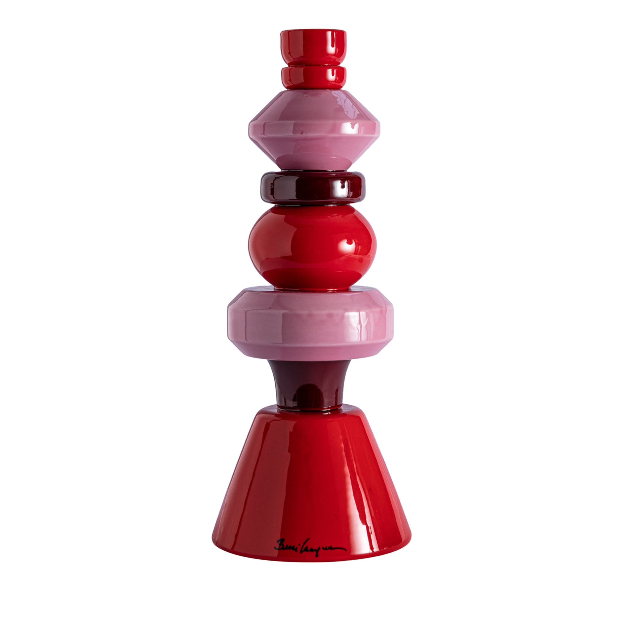 Geometric Tall Red and Pink Candlestick - Main view