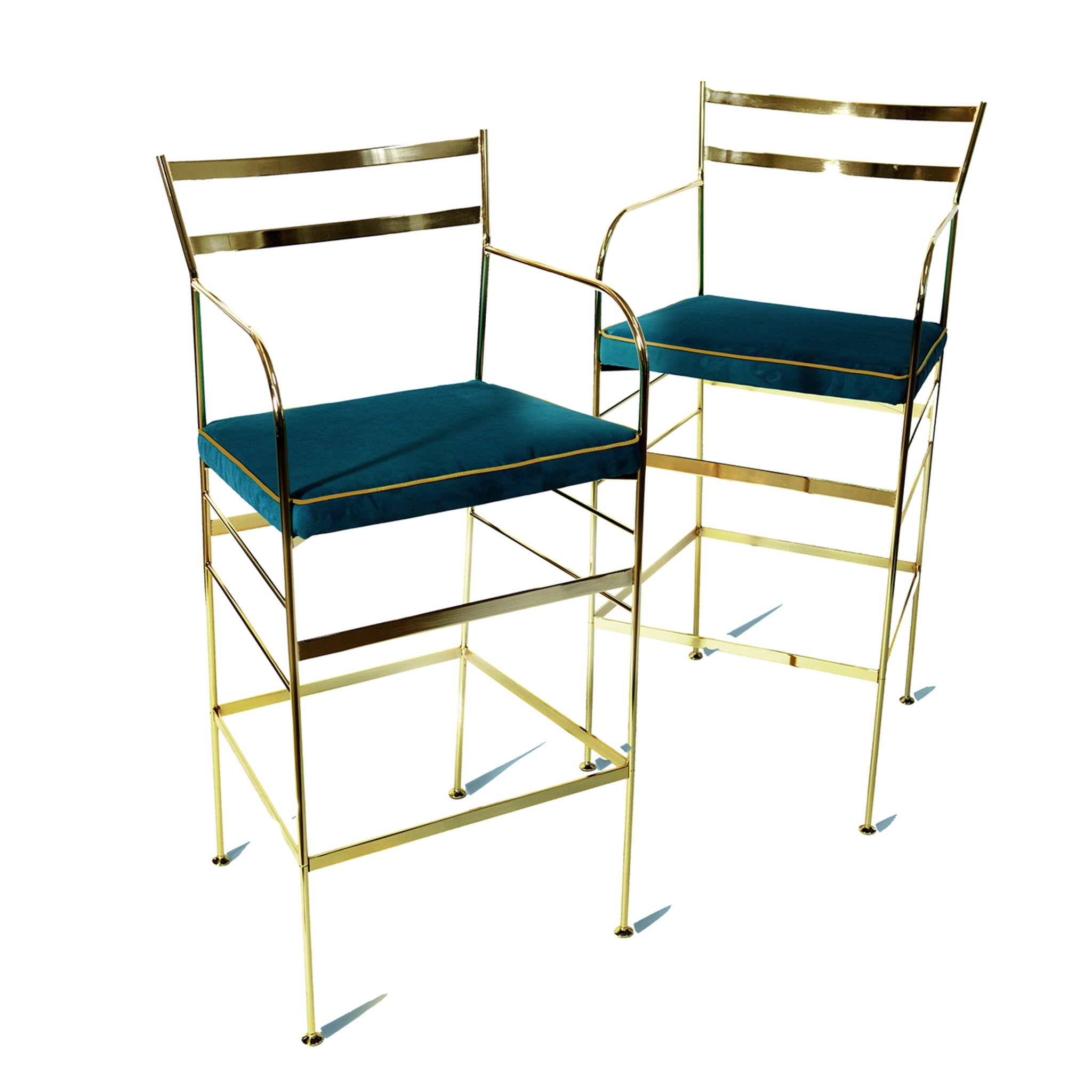 Set of 2 Paul Gold and Blue Bar Stool - Alternative view 1