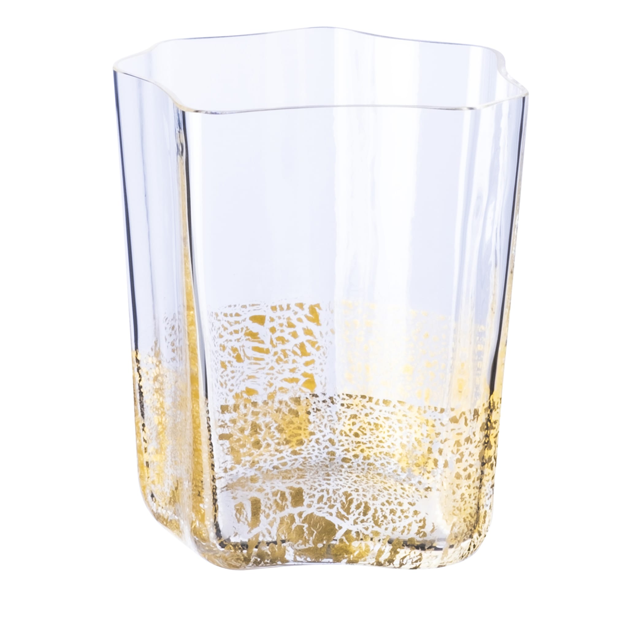 Bicchiere di cristallo a forma di Epta con foglia d'oro di Diego Chilò - Vista principale