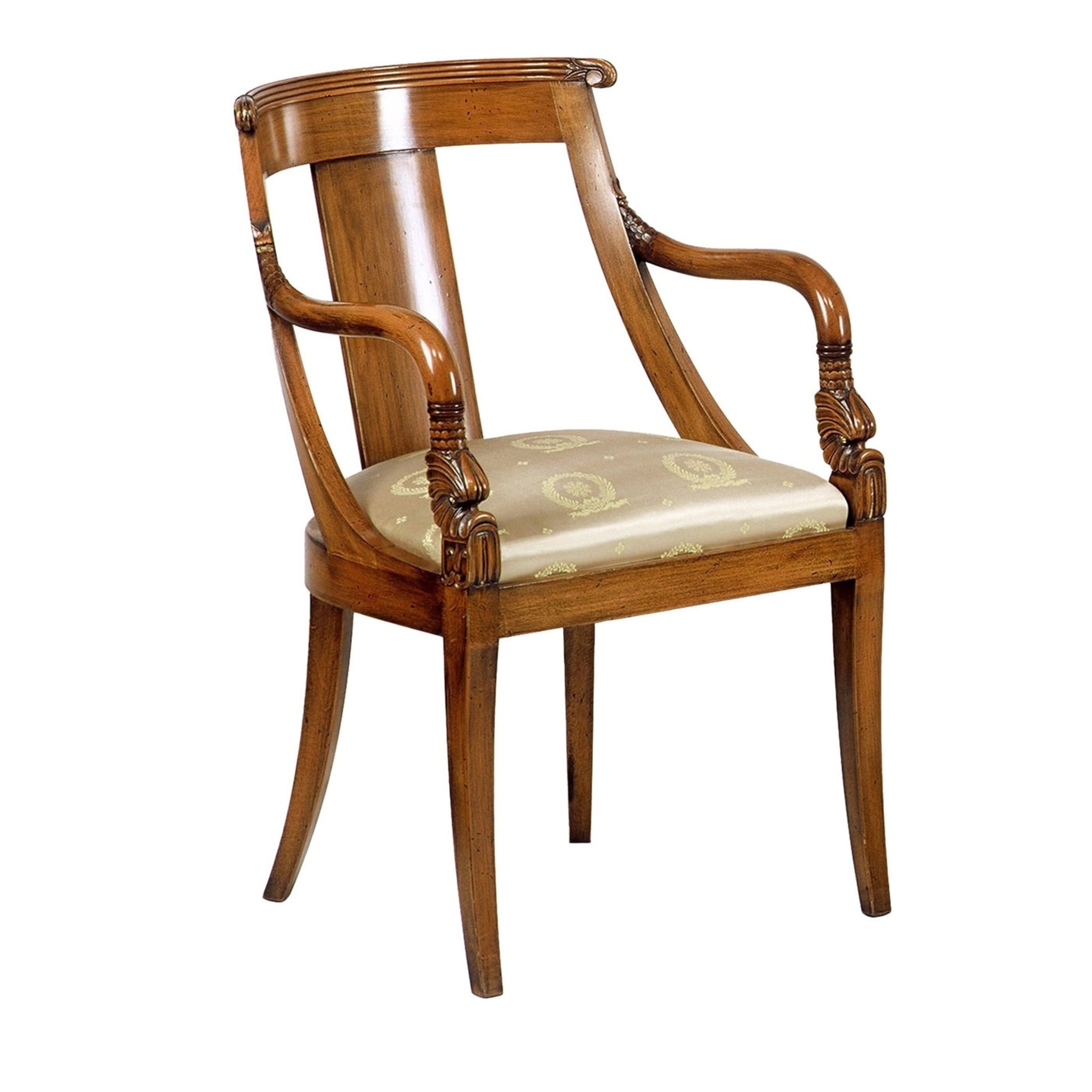 Französischer Empire-Stil Gepolsterter Stuhl aus Buche - Hauptansicht