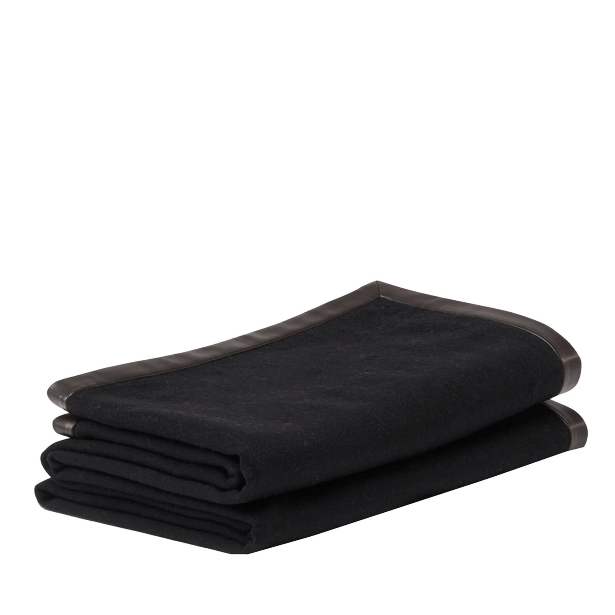 Petite couverture noire à capuche en cuir de salon - Vue principale