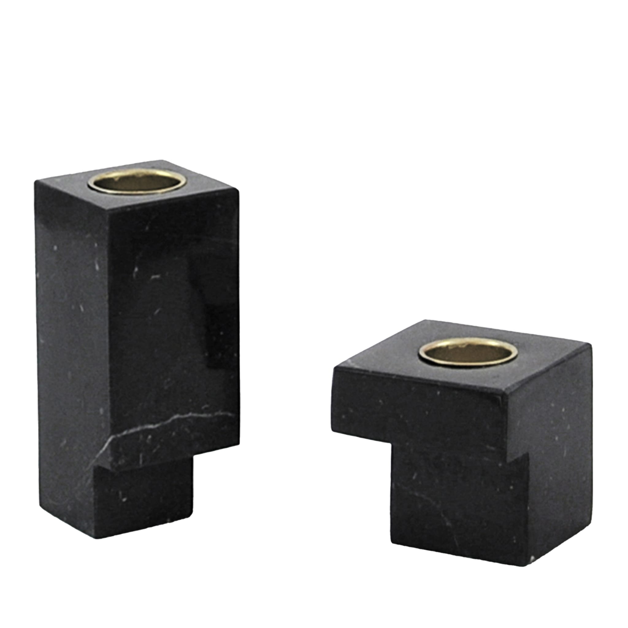 Set Of 2 Black Squared Candle Holder - Main view