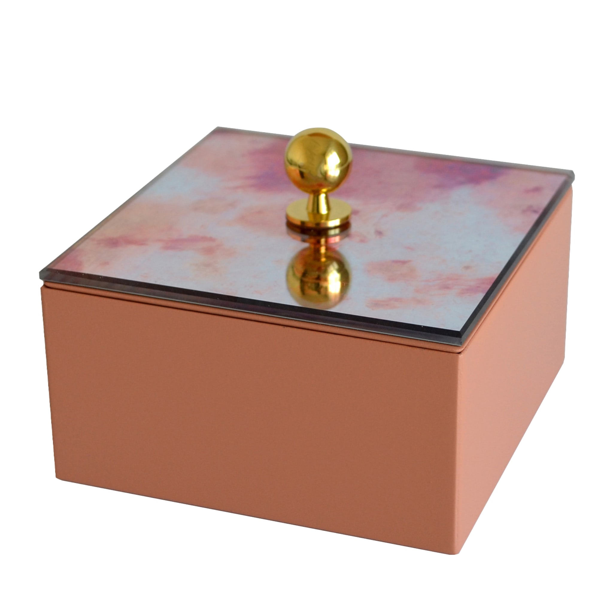 Boîte à bijoux rose avec miroir - Vue principale