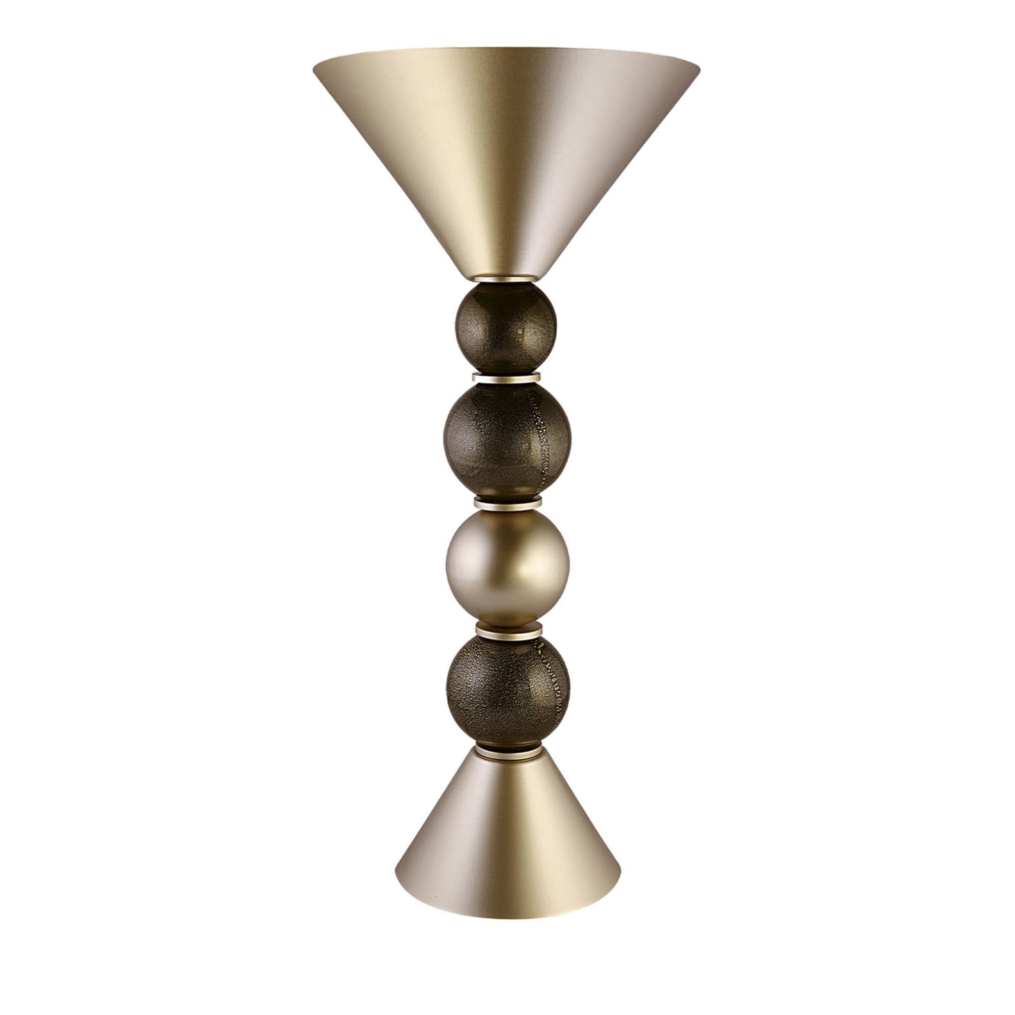 Lampe de table à cône en verre de Murano noir et or  - Vue principale