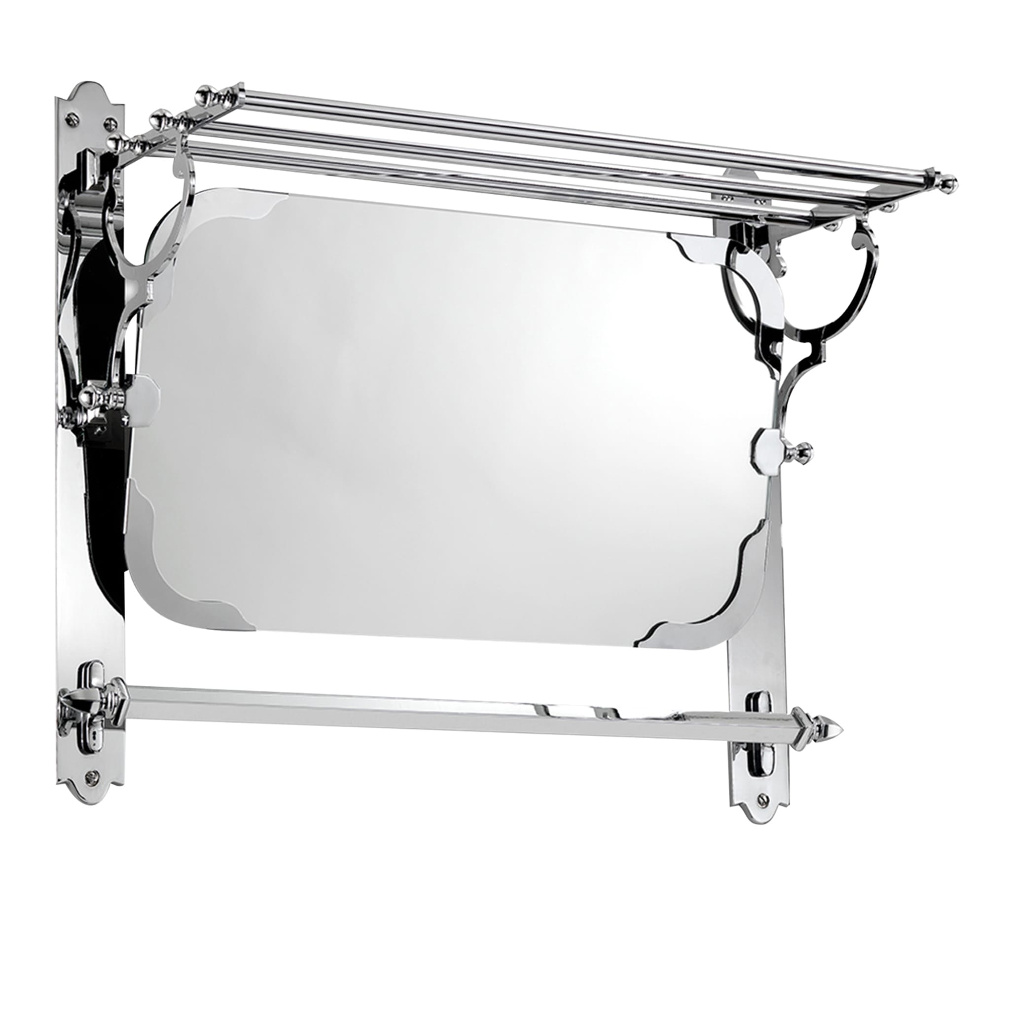 Silver Towel Rack Shelf with Mirror  - Main view