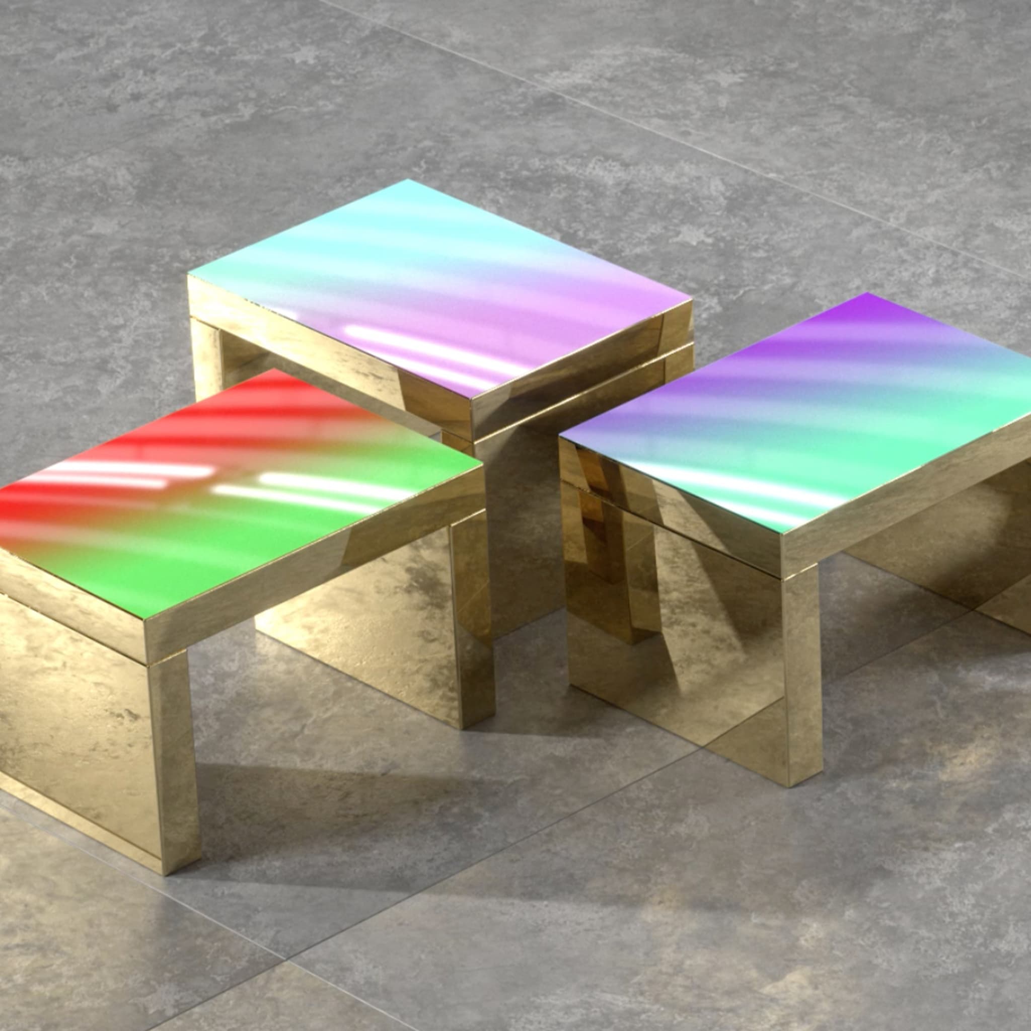 Gaby Gradient Red and Pastel Green Coffee Table - Alternative view 2