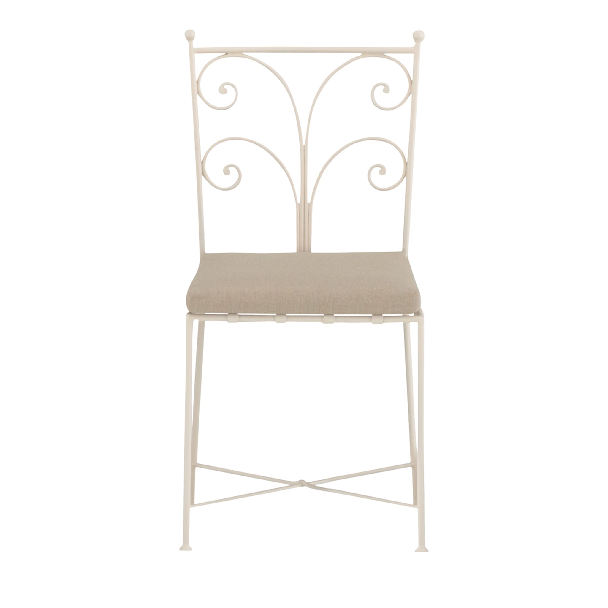 Acanta Wrought Iron White Cushioned Chair - Main view