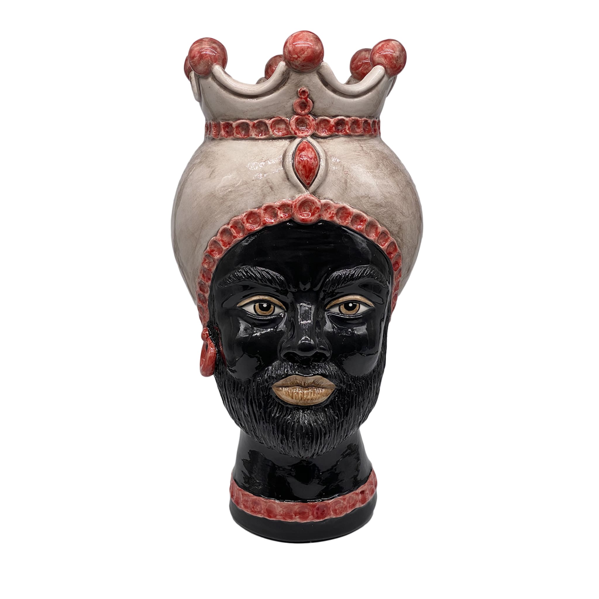 Luis Giant Man Red Spheres Moor's Head Vase - Vue principale