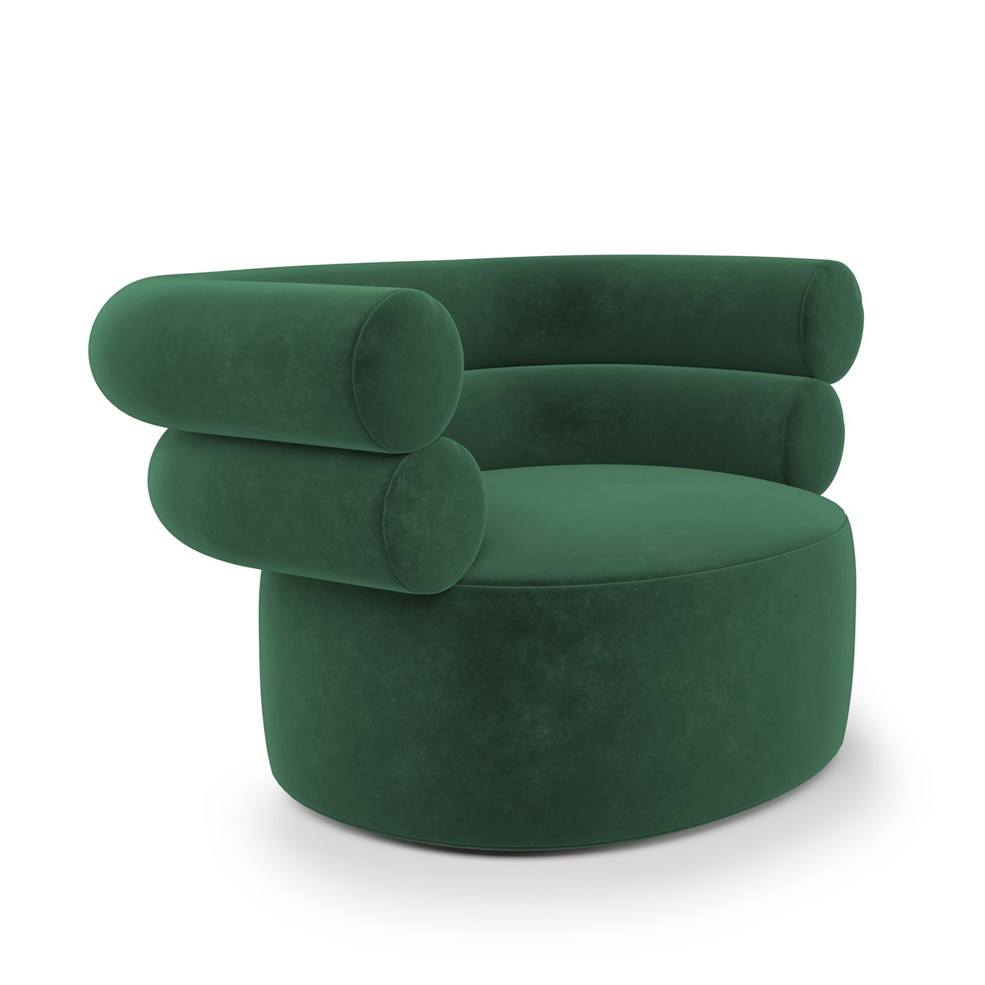 Tube Emerald-Green Velvet Armchair - Loopo