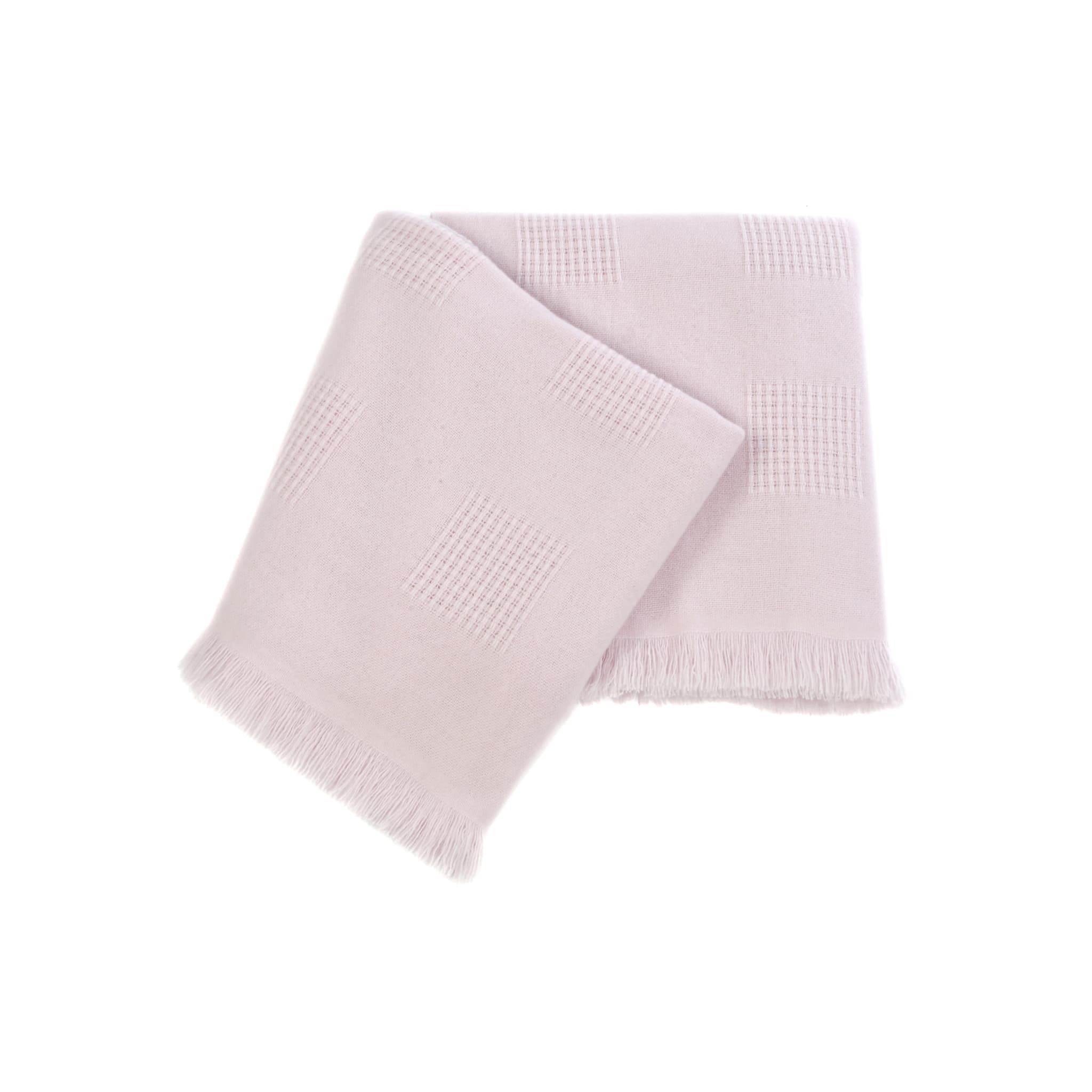 Farnese Soft Pink 100% Cashmere Single Plaid with short fringes - Main view
