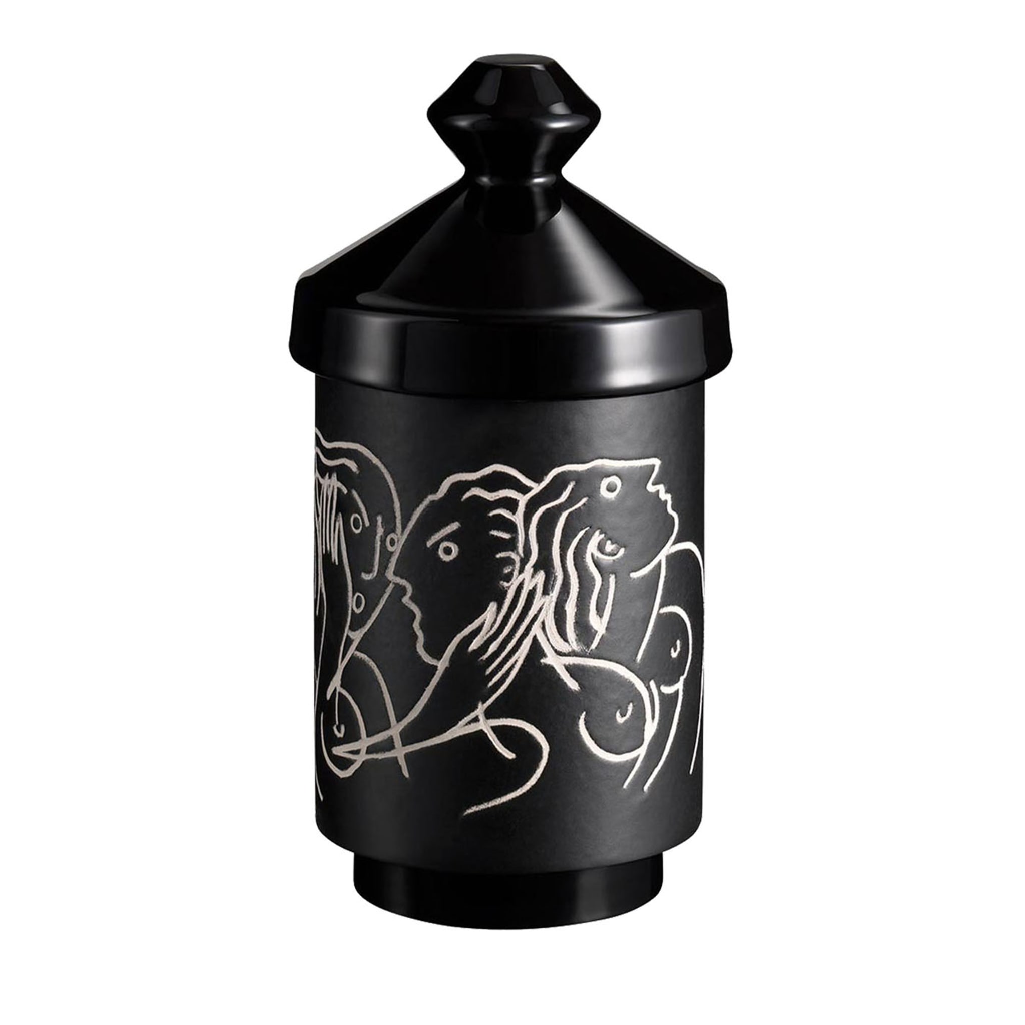Foga Black Vase with Lid - Main view