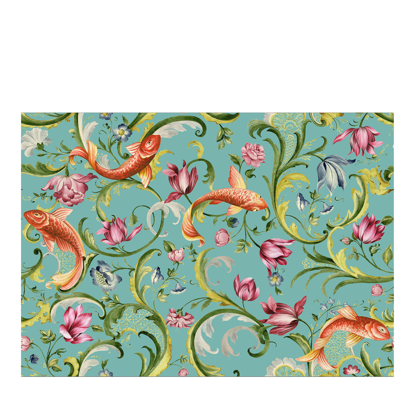 Italian Garden Turquoise Wallpaper - Officinarkitettura