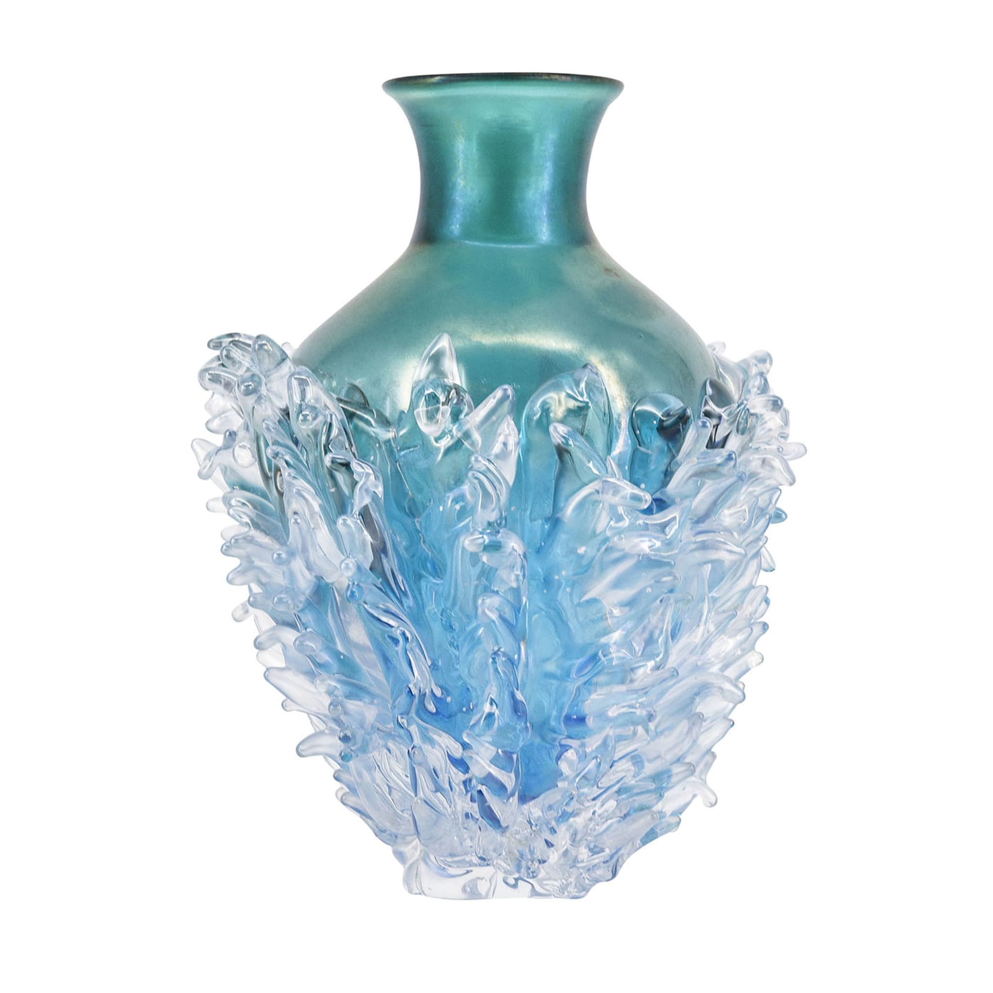 Plume Blau &amp; Transparent Vase - Hauptansicht