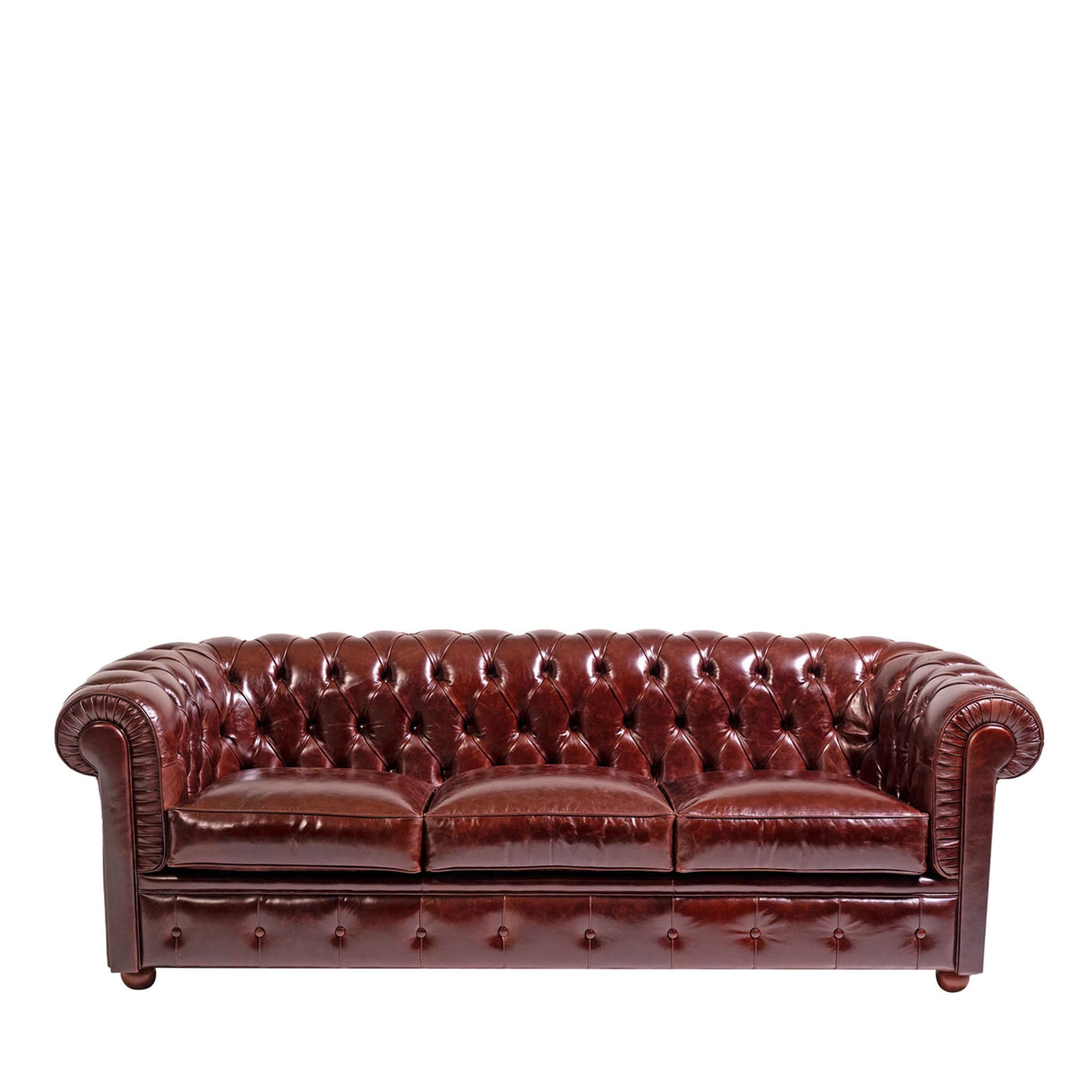 Chesterfield Ruby Leather 3-seater Sofa Tribeca Collection - Main view