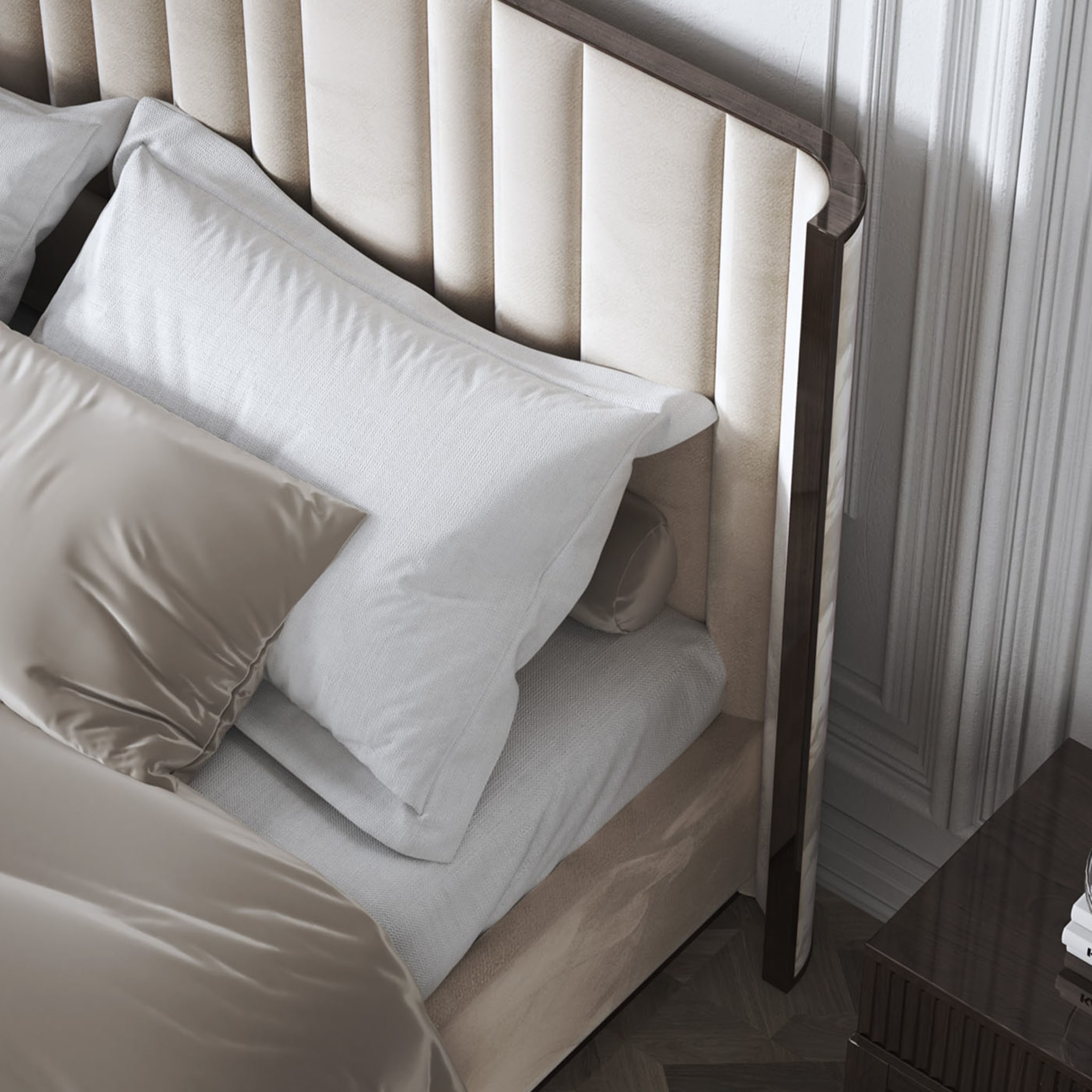  Saga 125 Italian Curved Bed Upholstered In Velvet Fabric - Alternative view 1