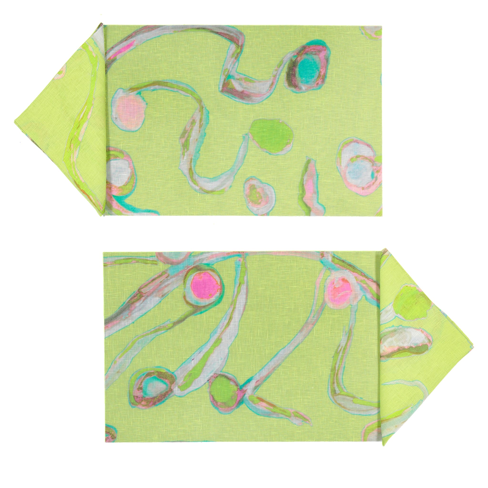 Set of 2 Light Flux Placemats and napkins in green - Main view