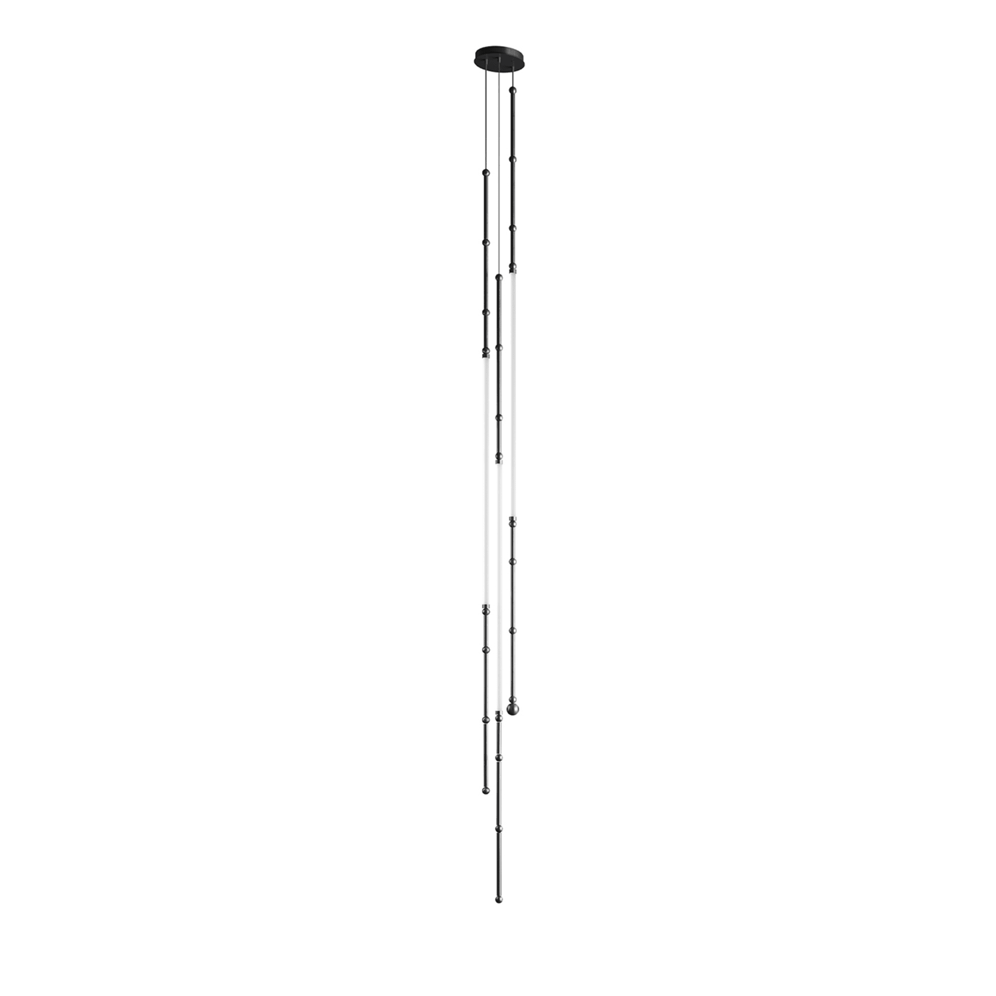 LEDA Lampada a sospensione lineare a 3 pezzi in nero opaco - Vista principale