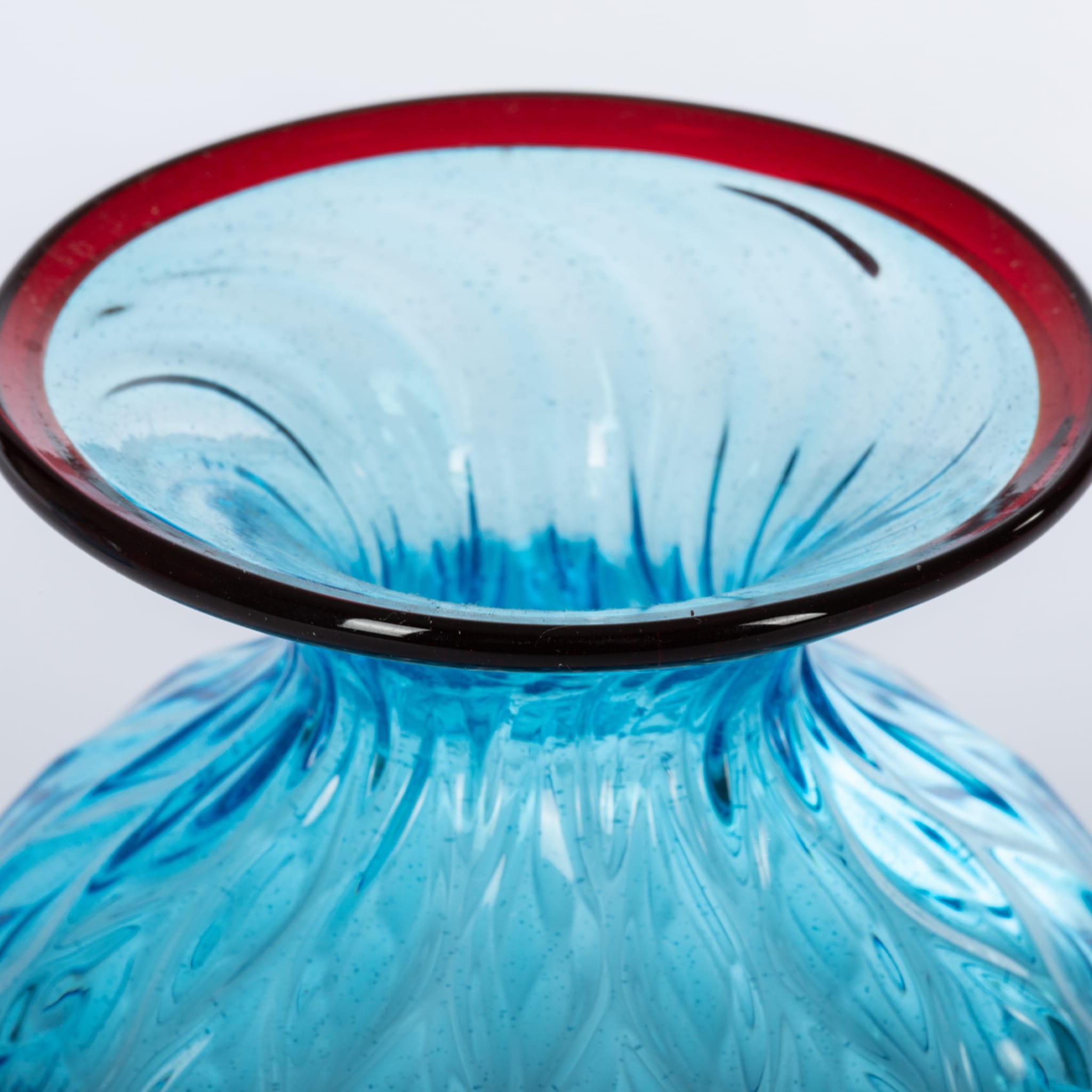1950 Small Balloton Light-Blue Vase with Burgundy Rim - Alternative view 2