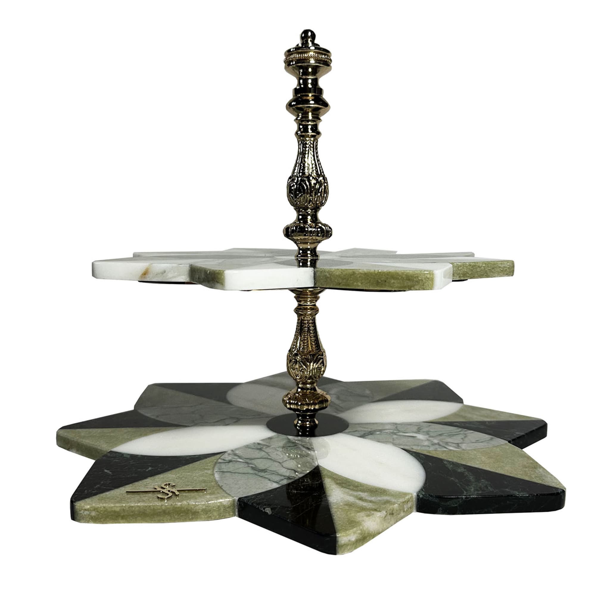 Two-tier Stand in Marble & 24K Gold - Main view