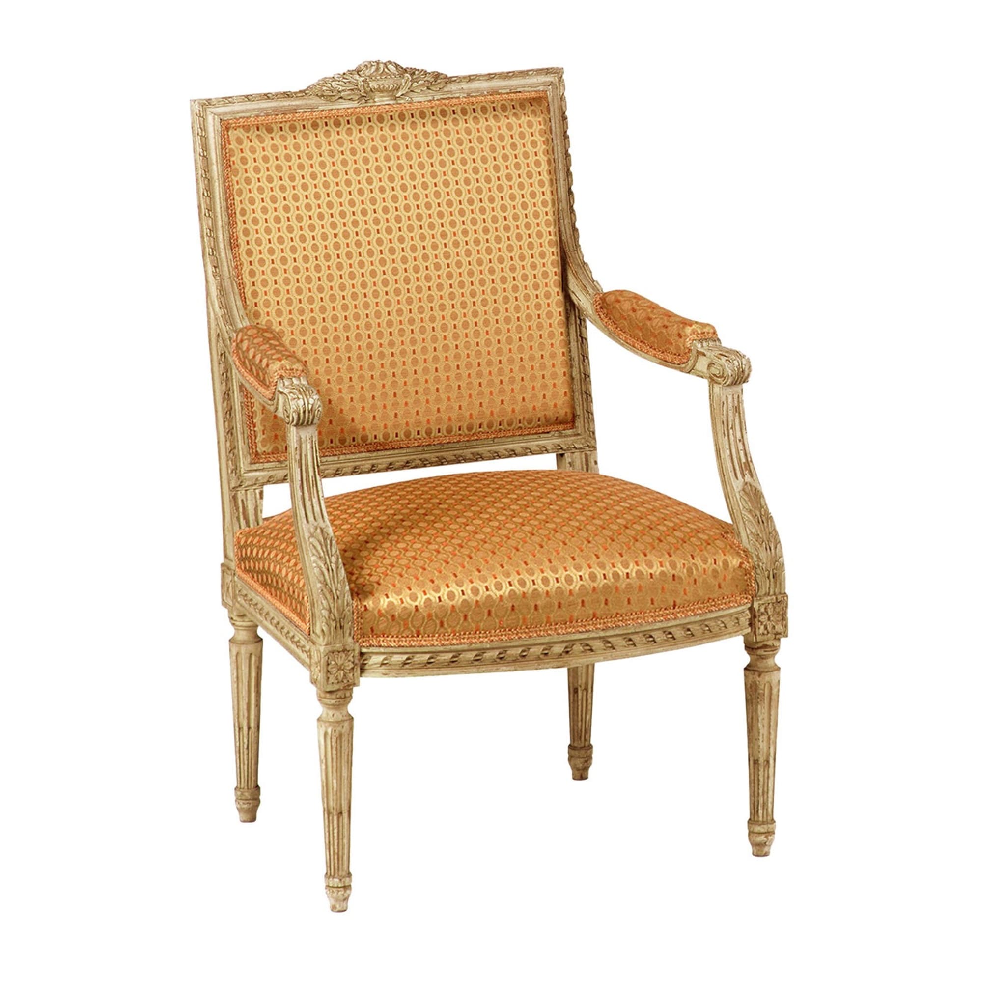 Louis XVI-Style Patina Ivory Lounge Chair - Main view