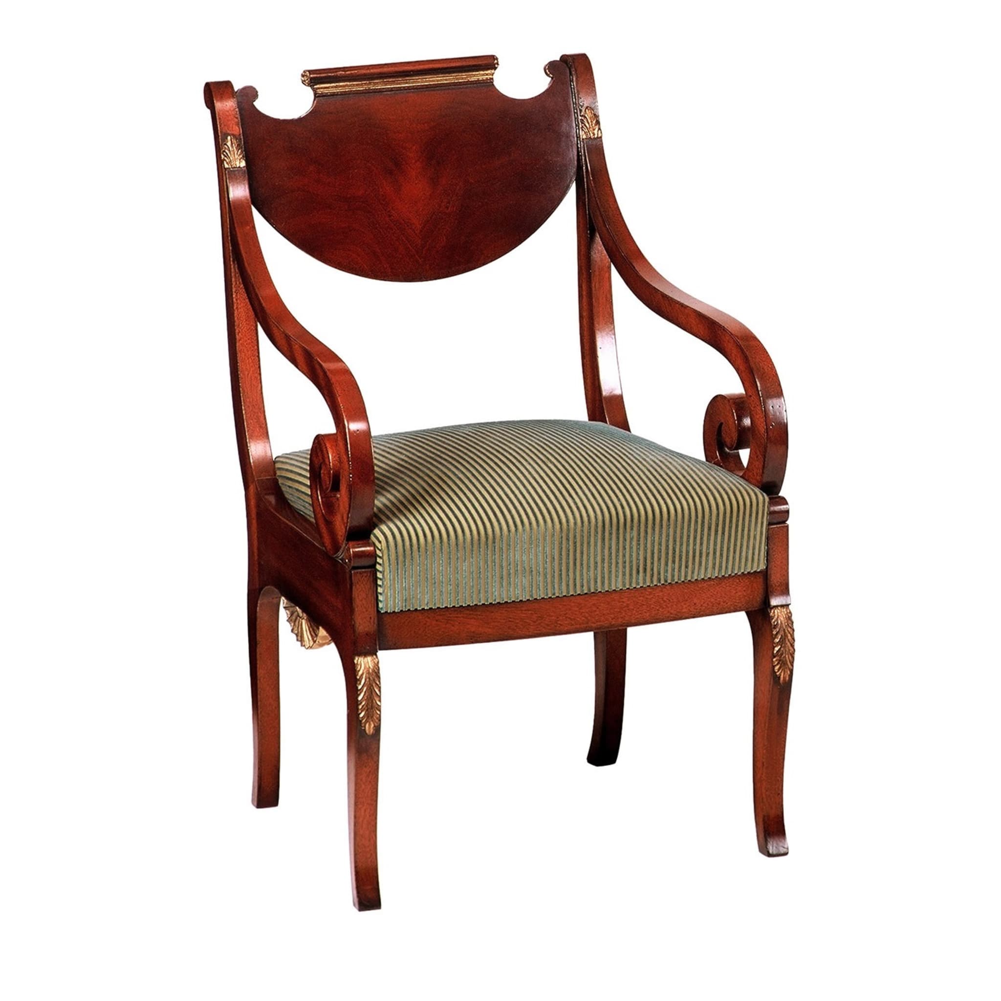 Russischer Empire-Stil Mahagoni-Stuhl mit Armlehnen - Hauptansicht