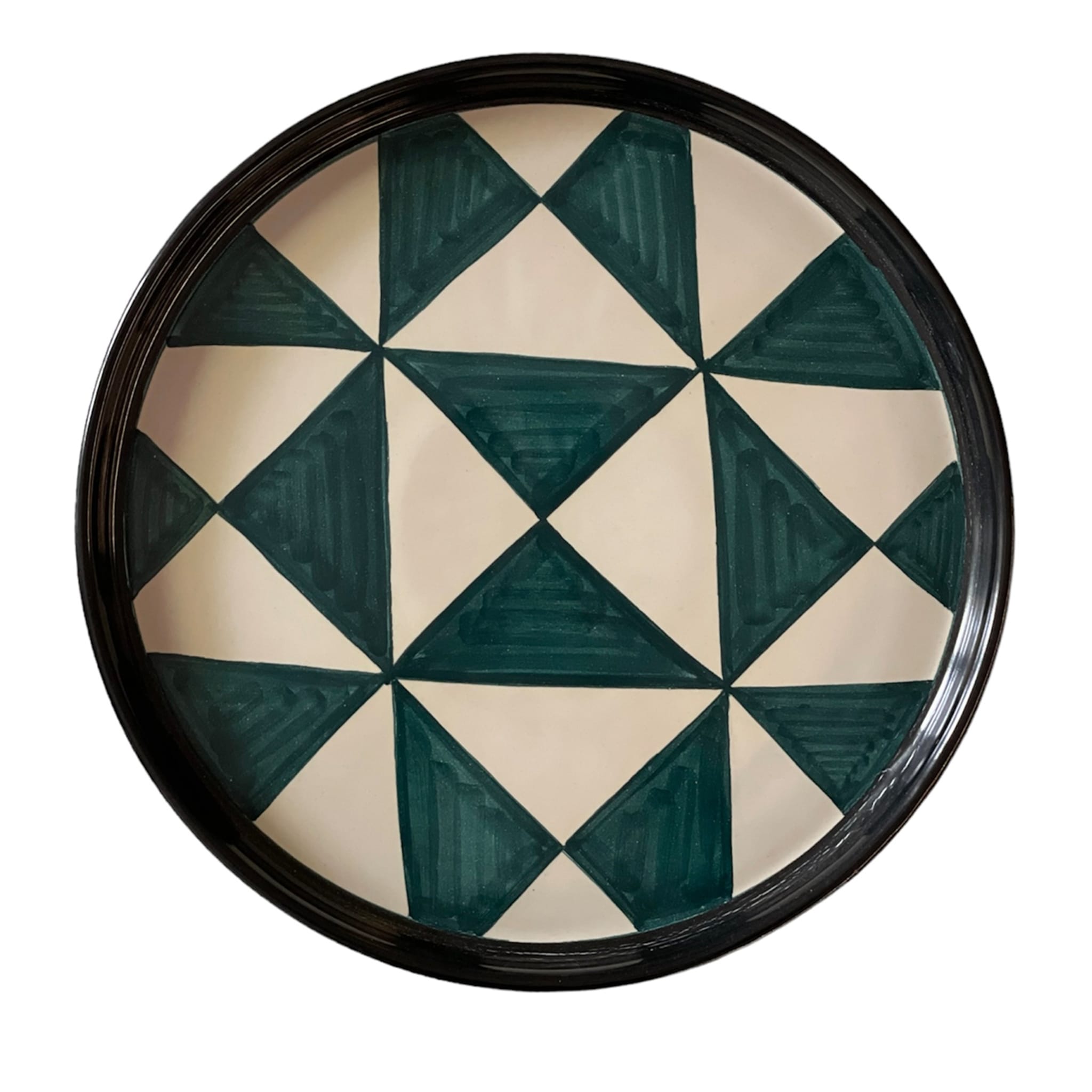Green and Black Round Tray - Main view