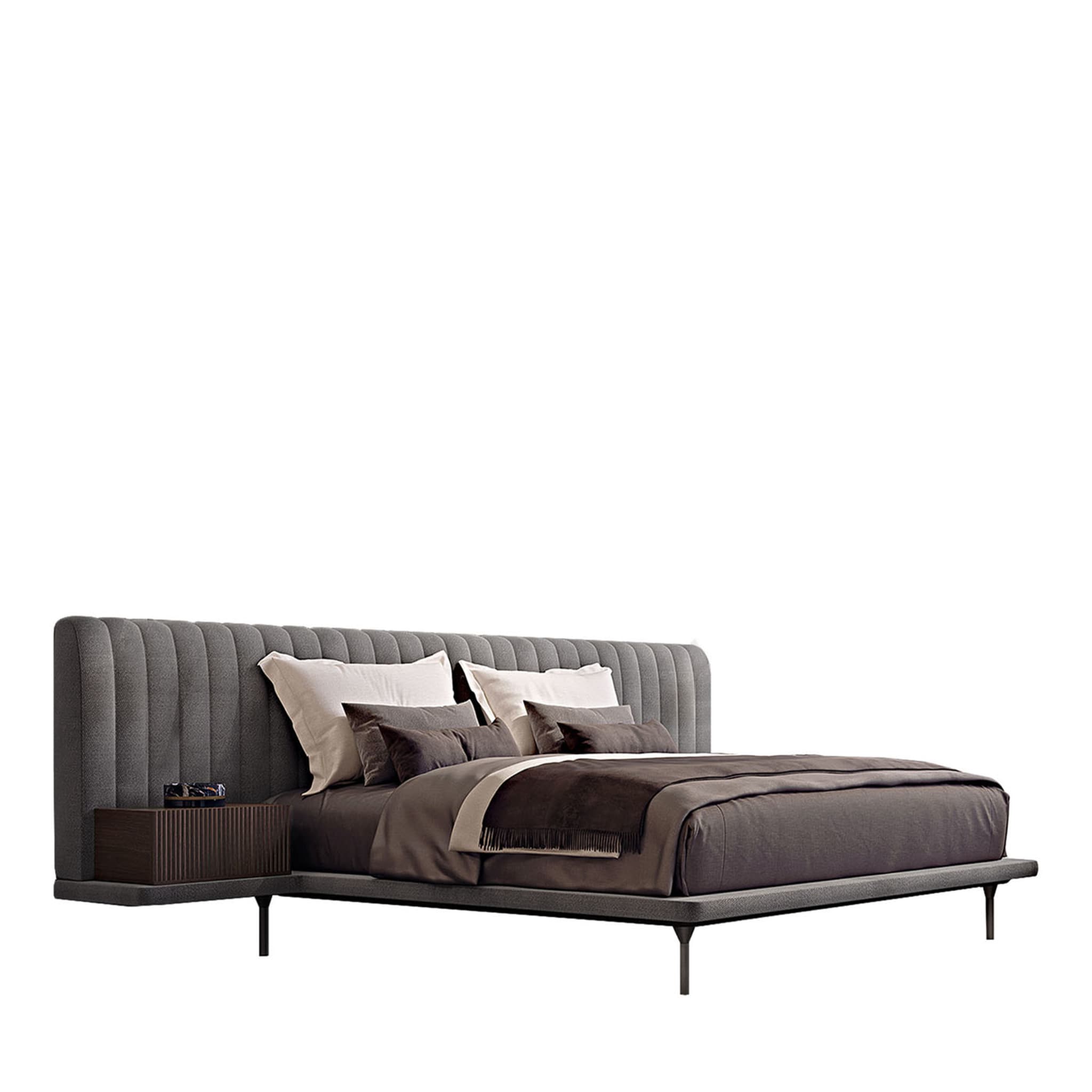 Opale Large Channeled Gray Double Bed - Main view