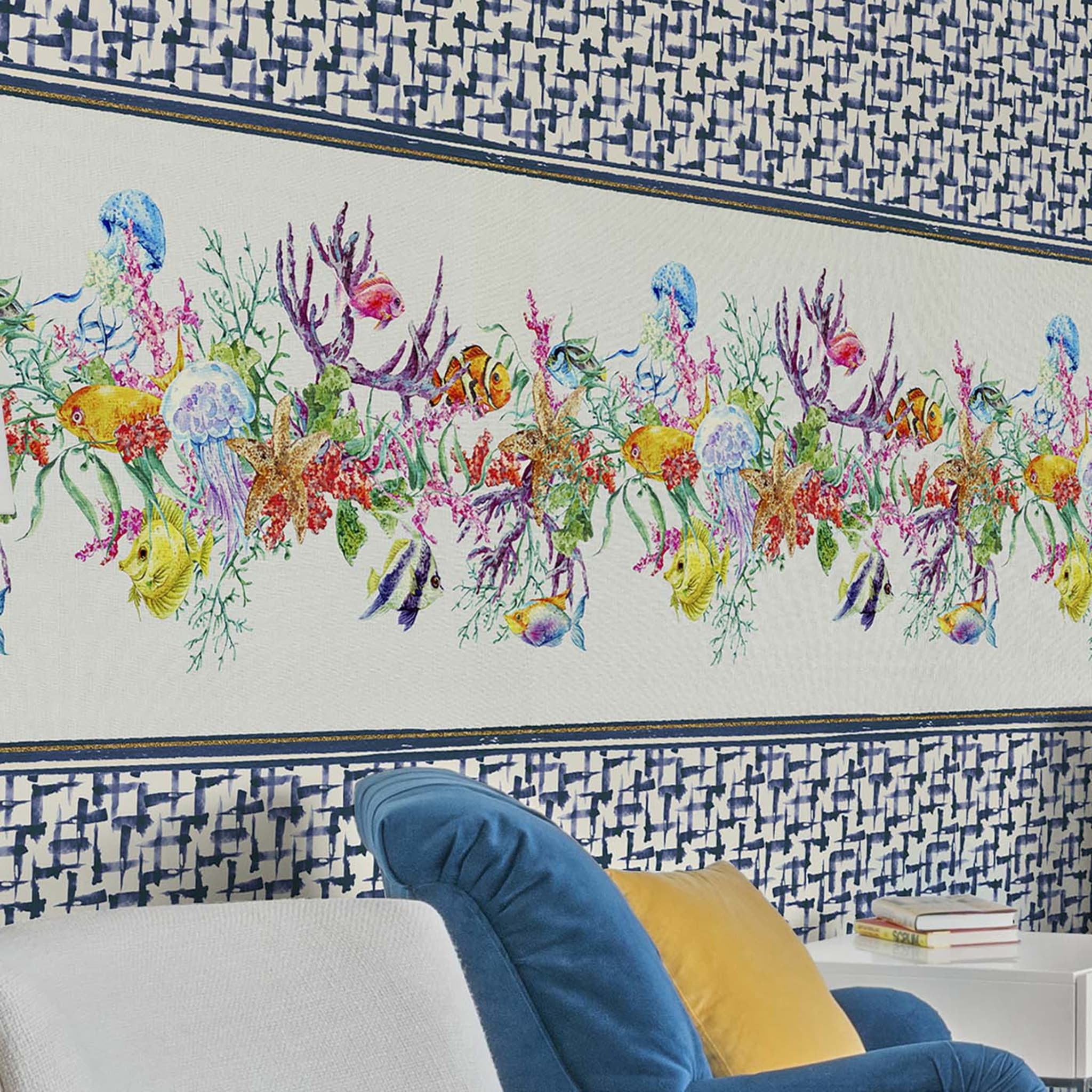 Fish Promenade Navy Wallpaper - Alternative view 2