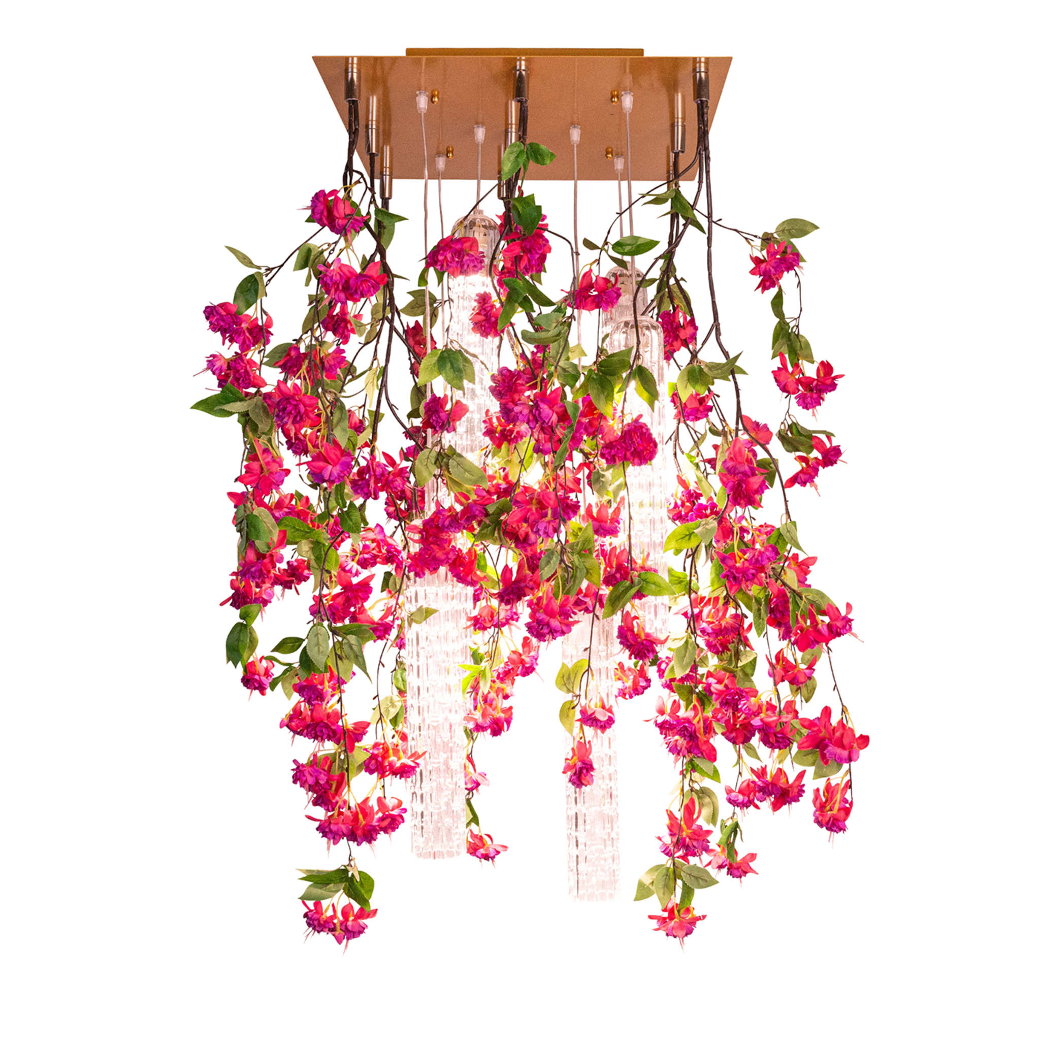 Flower Power Pink Cascade Square Chandelier - Main view