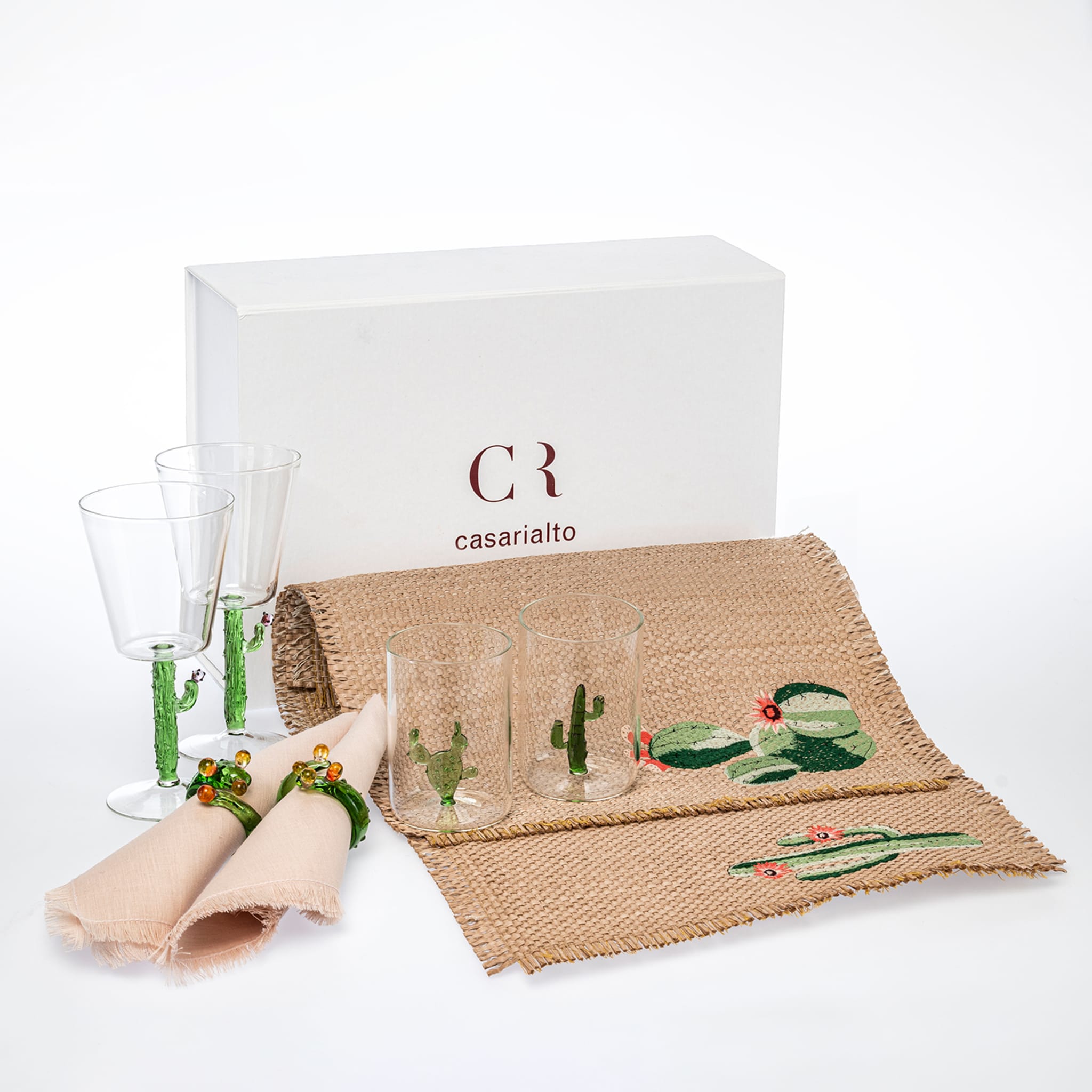 Dinner For Two Cactus Set of Glasses and Linen  - Vue alternative 1