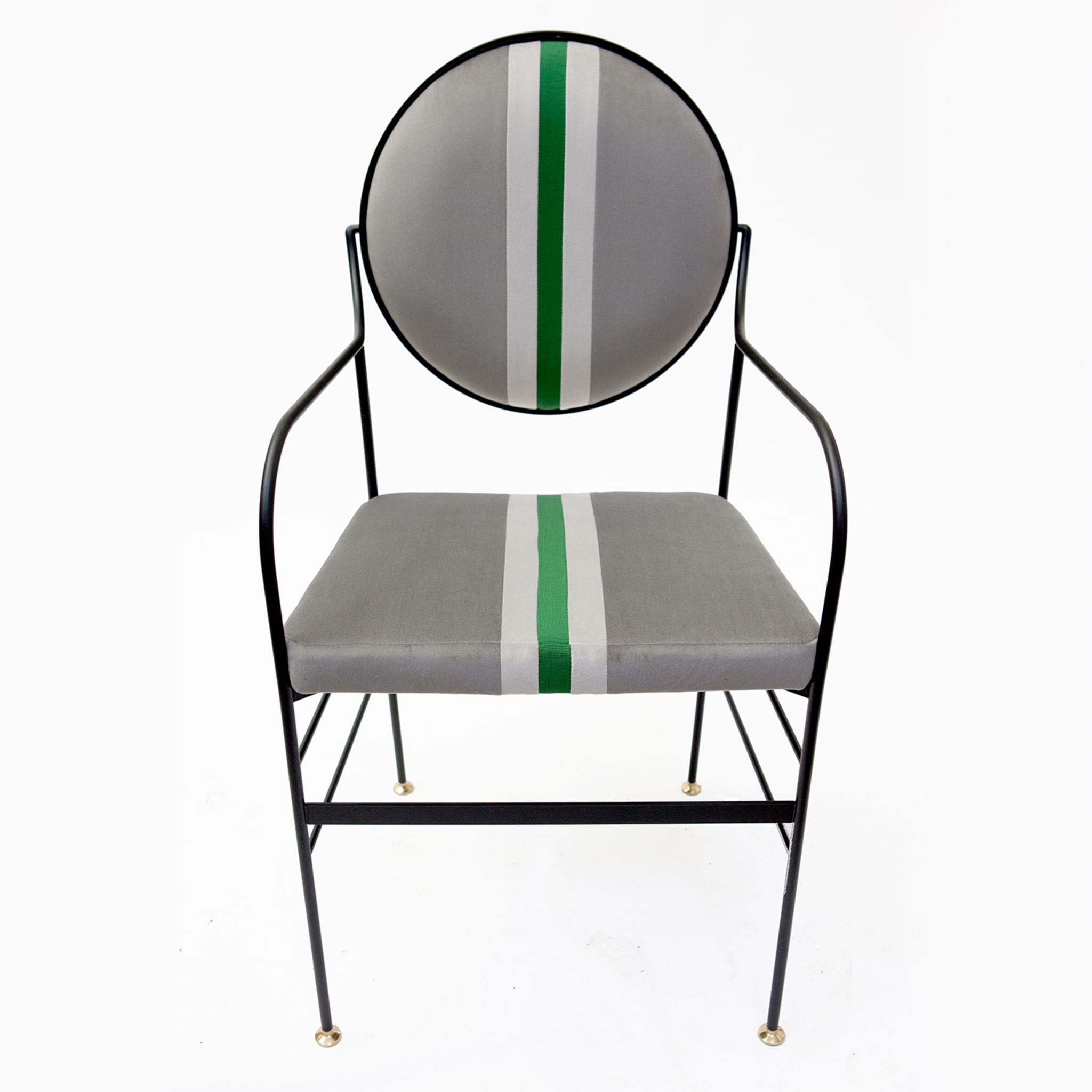 Set of 2 Luigina Guccio Grey and Green Striped Chair - Alternative view 1