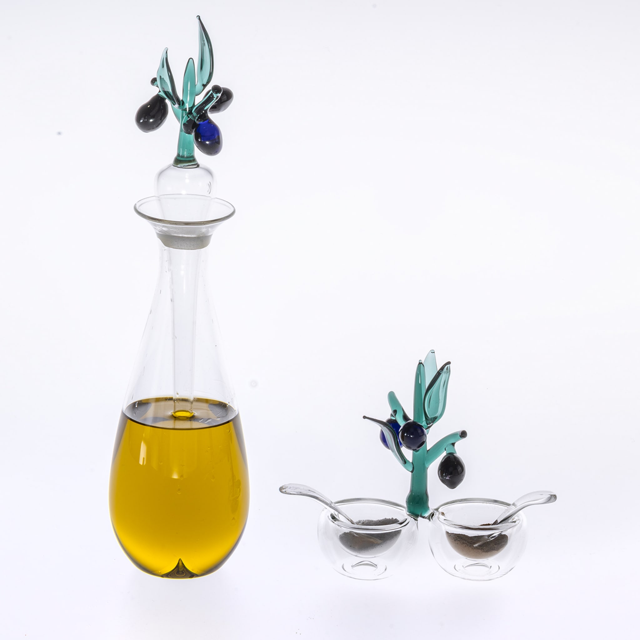 Portofino Handcrafted Olive Glass Salt&Pepper Set  - Alternative view 1