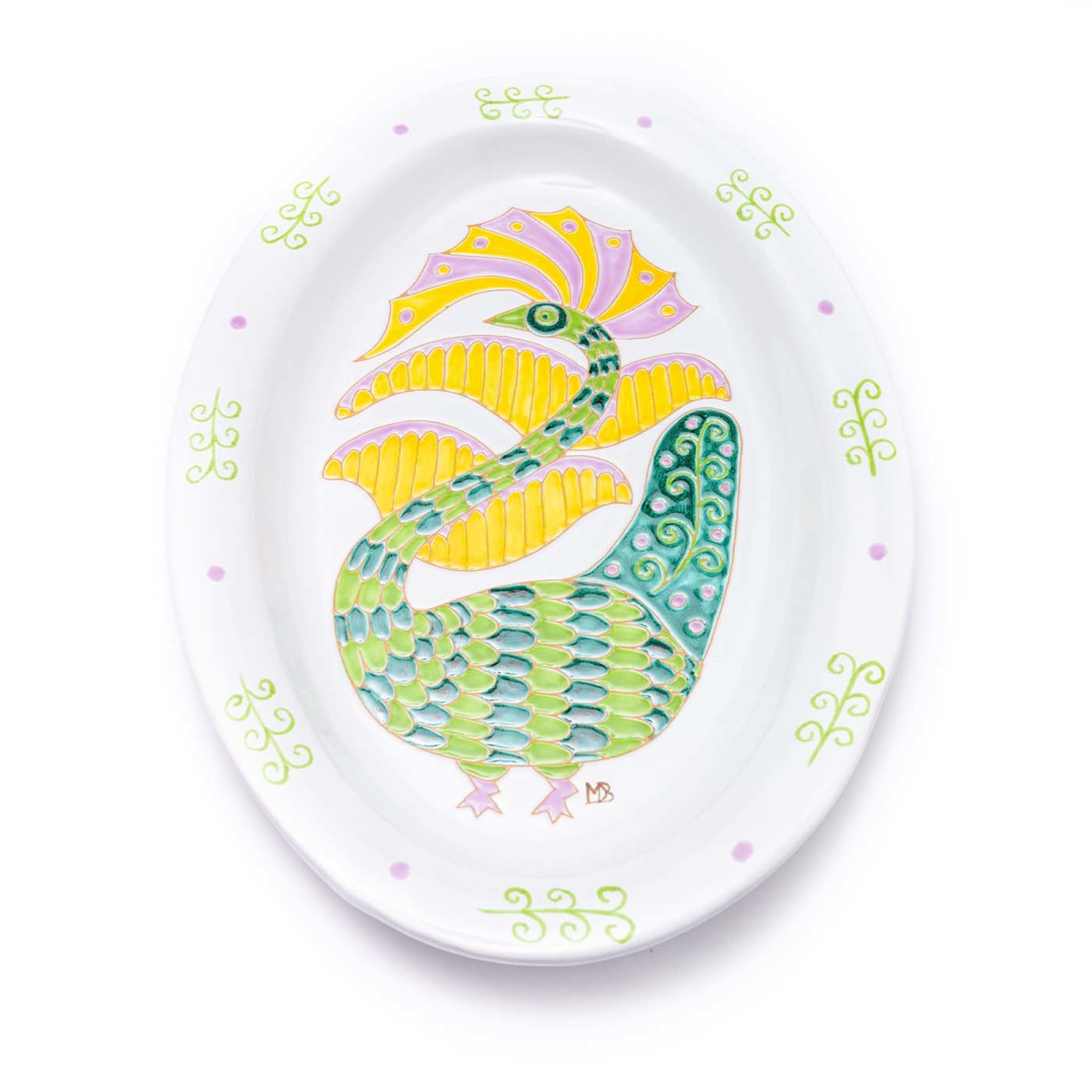Le Fenici Oval Green and Yellow Tray - Alternative view 1
